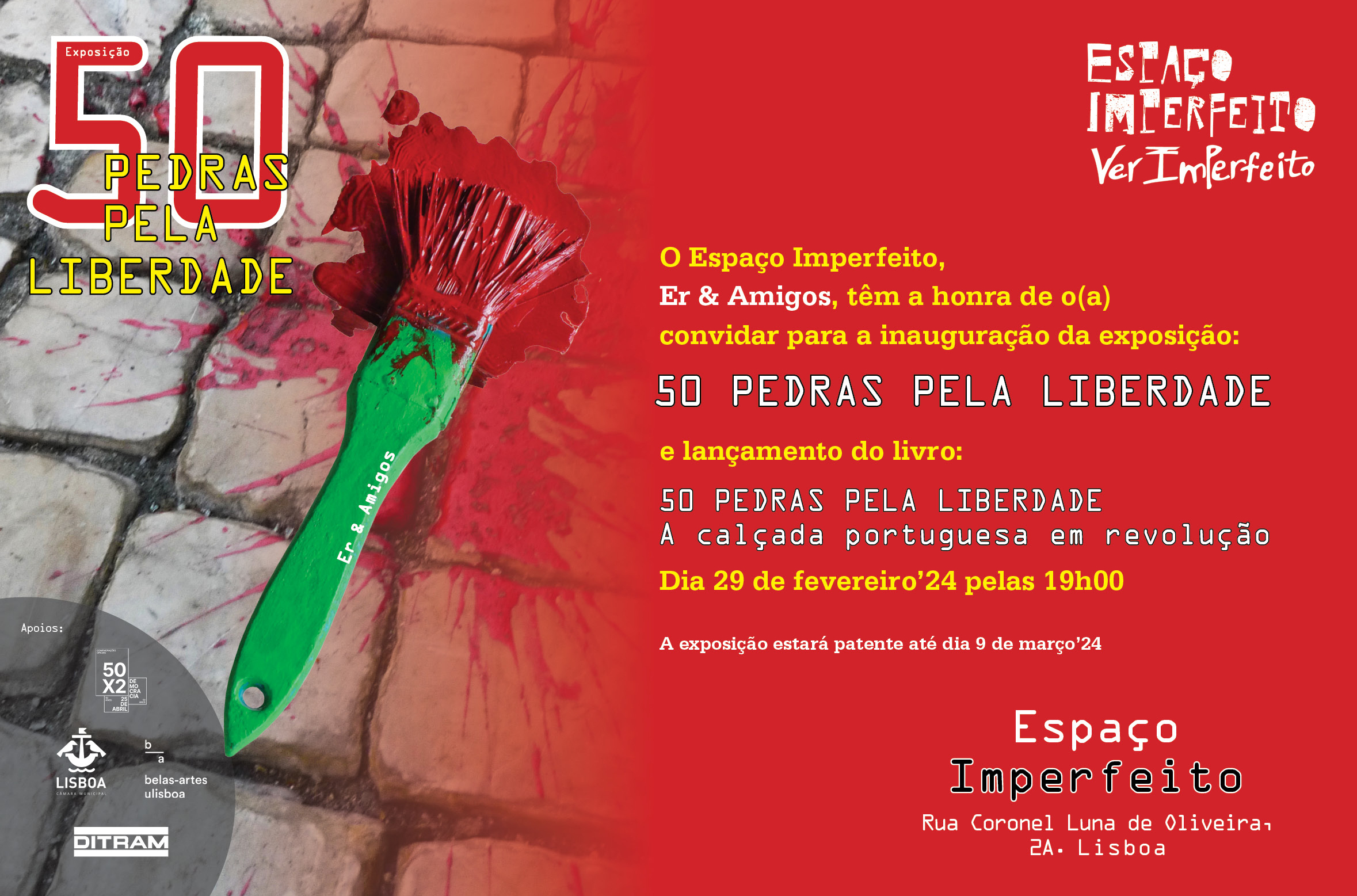 Capa Oficial do Evento 50 Pedras pela Liberdade - A calçada portuguesa em revolução