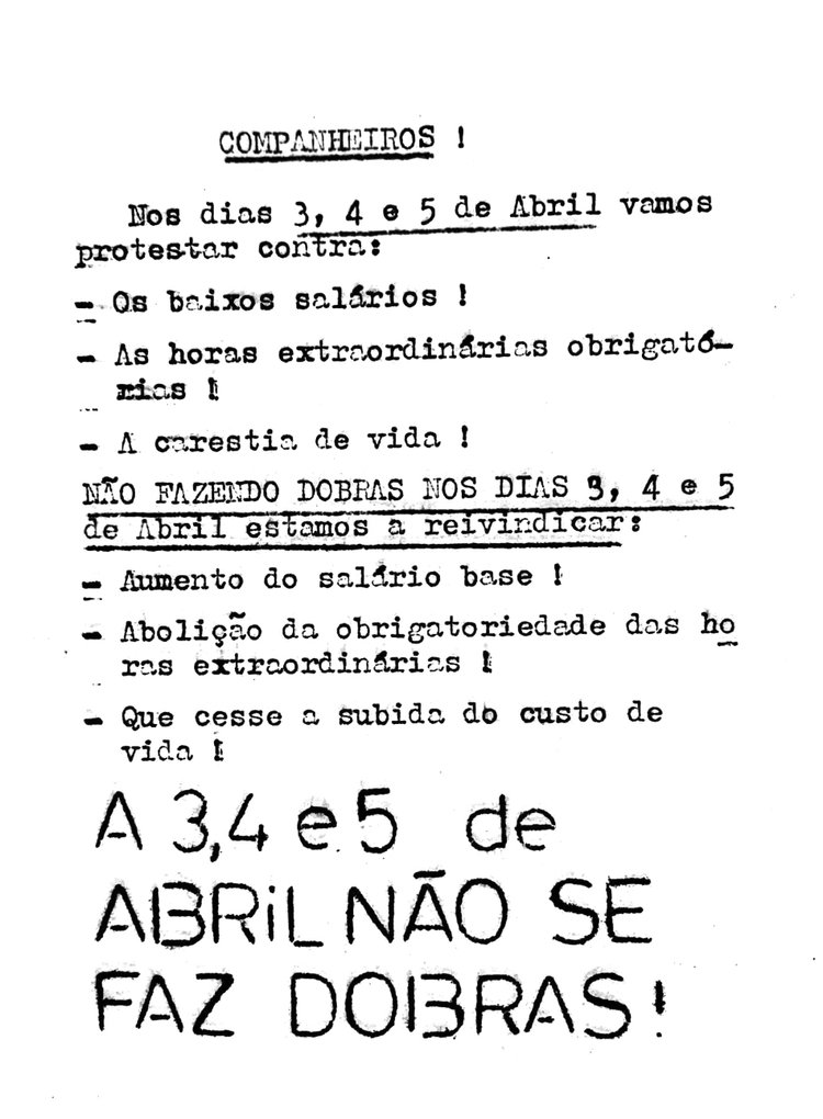 Comunicado da CDE - Comissão Democrática Eleitoral, Março de 1974. Fonte: Ephemera