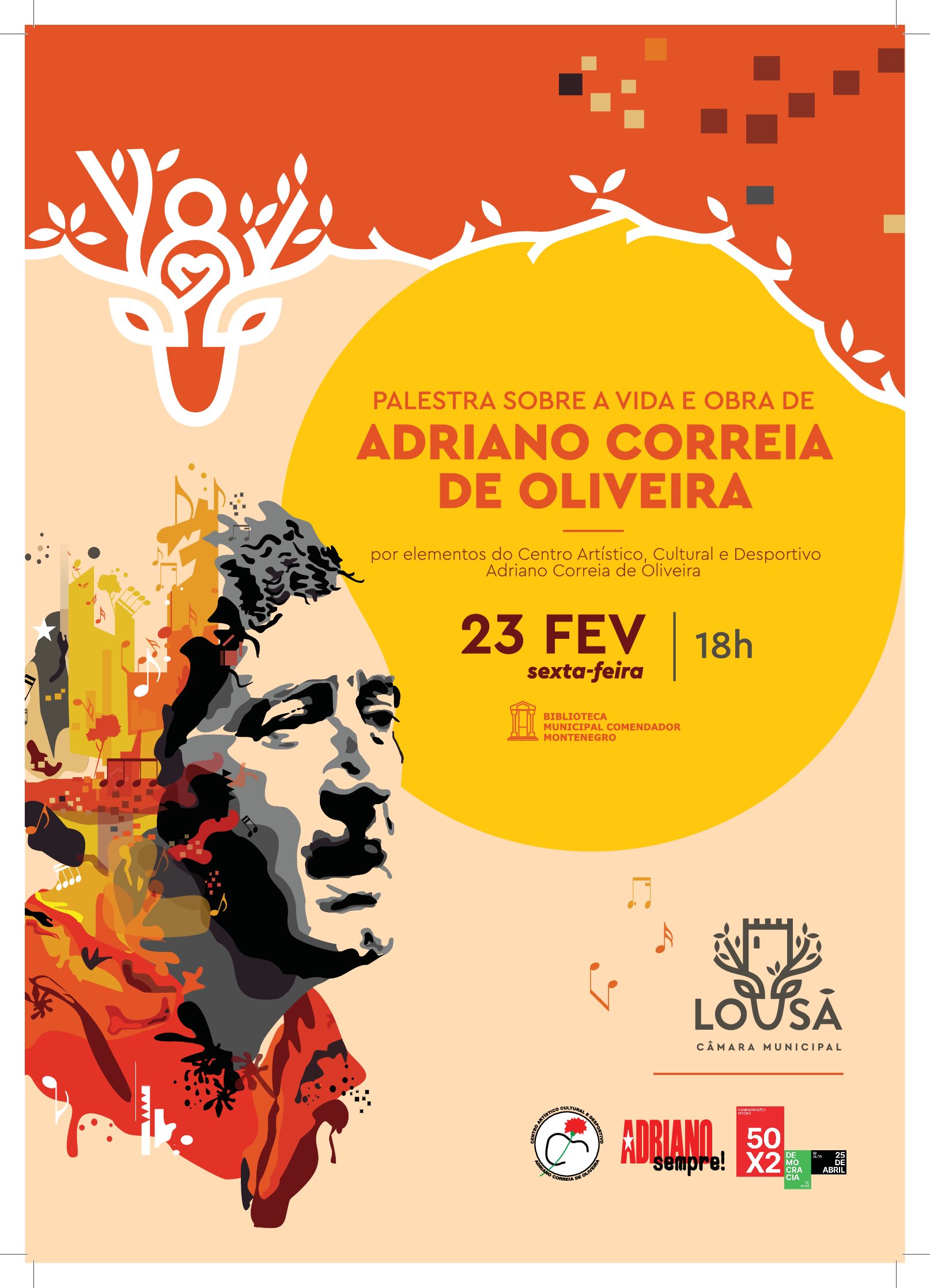 Capa Oficial do Evento Palestra sobre a Vida e Obra de Adriano Correia de Oliveira