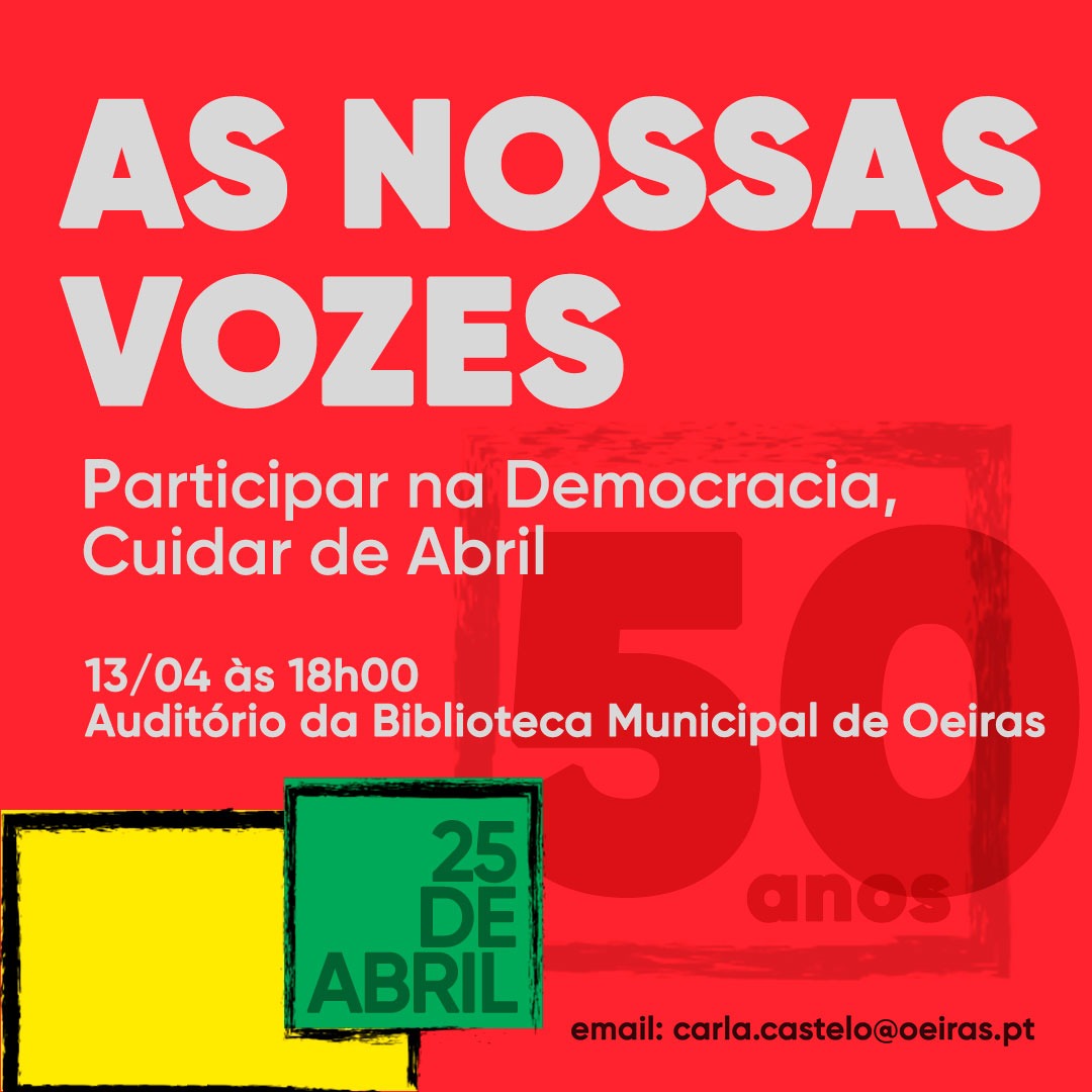 Capa Oficial do Evento AS NOSSAS VOZES - Participar na Democracia, Cuidar de Abril