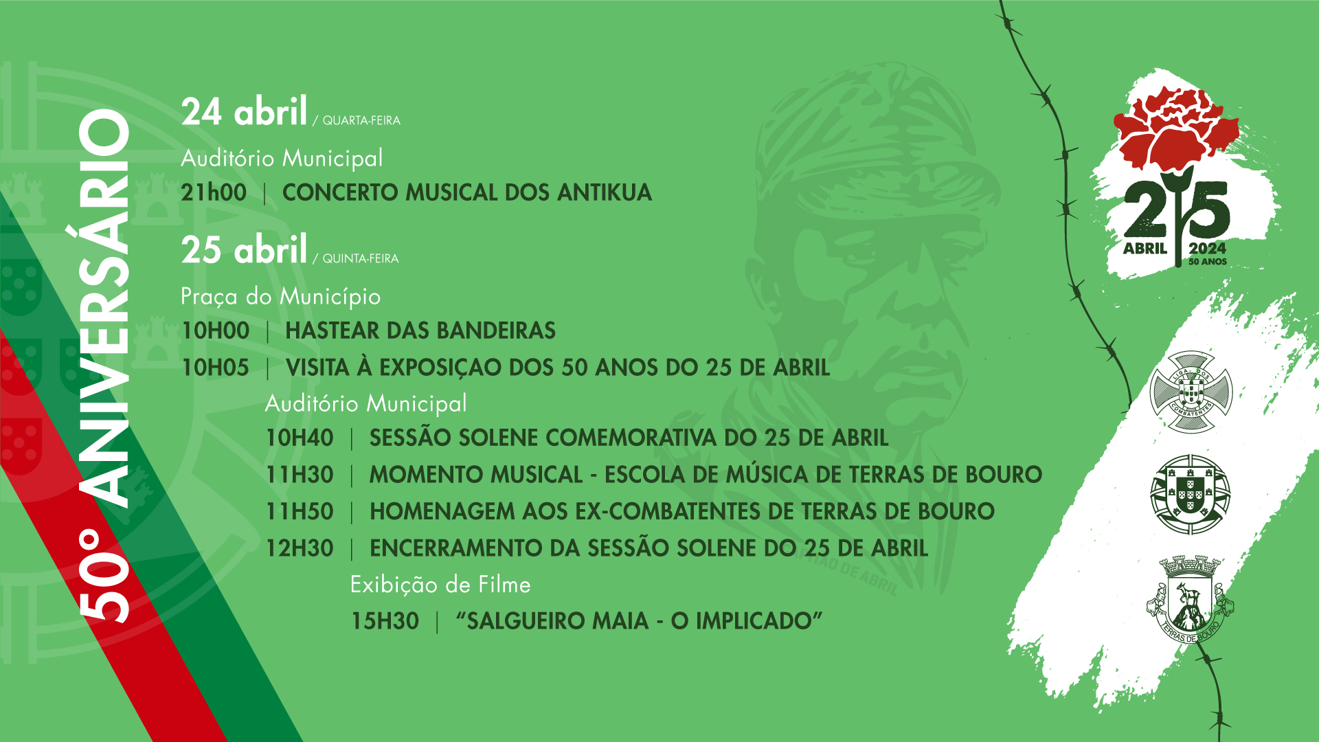 Capa Oficial do Evento COMEMORAÇÕES DO 50º ANIVERSÁRIO DO 25 DE ABRIL EM TERRAS DE BOURO