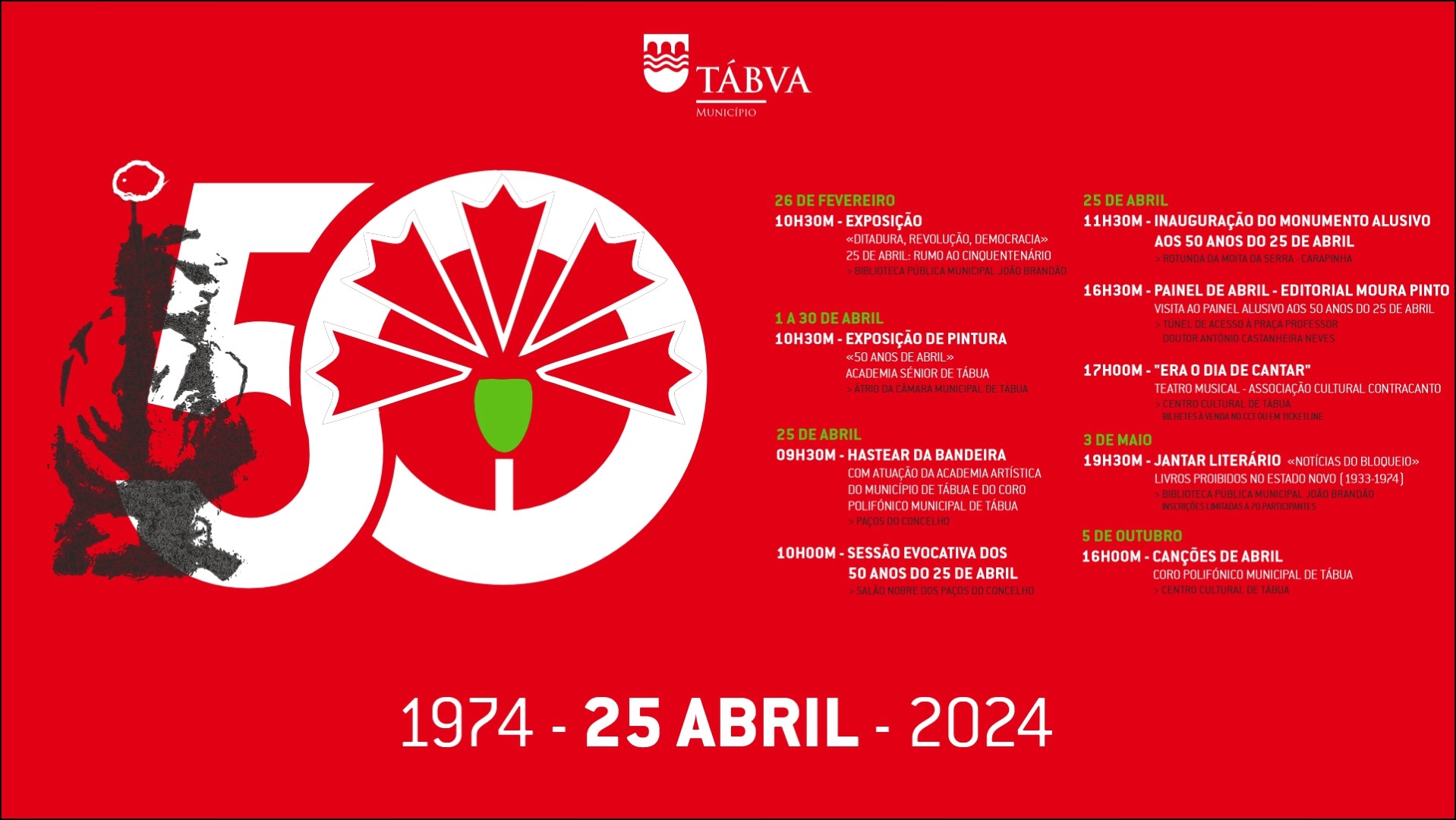 Capa do Evento Hastear da Bandeira e Sessão Evocativa dos 50 Anos do 25 de Abril