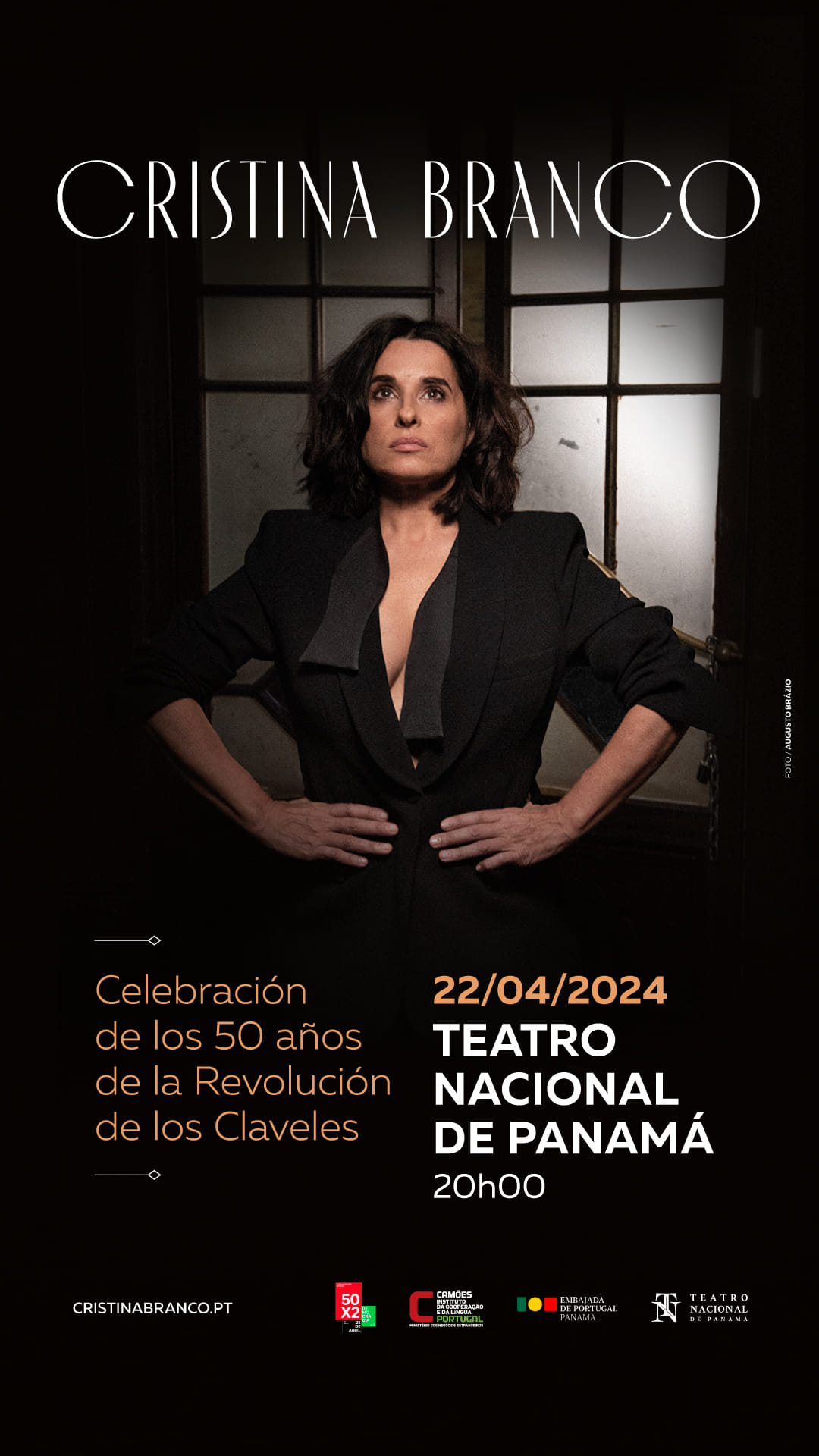Capa Oficial do Evento Concerto Cristina Branco em comemoração dos 50 Anos 25 Abril
