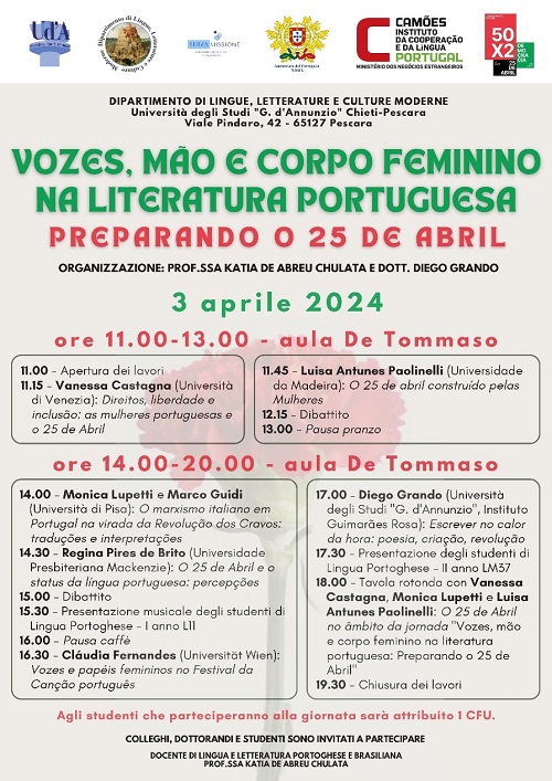 Capa do Evento Vozes, mão e corpo feminino na literatura portuguesa: preparando o 25 de Abril