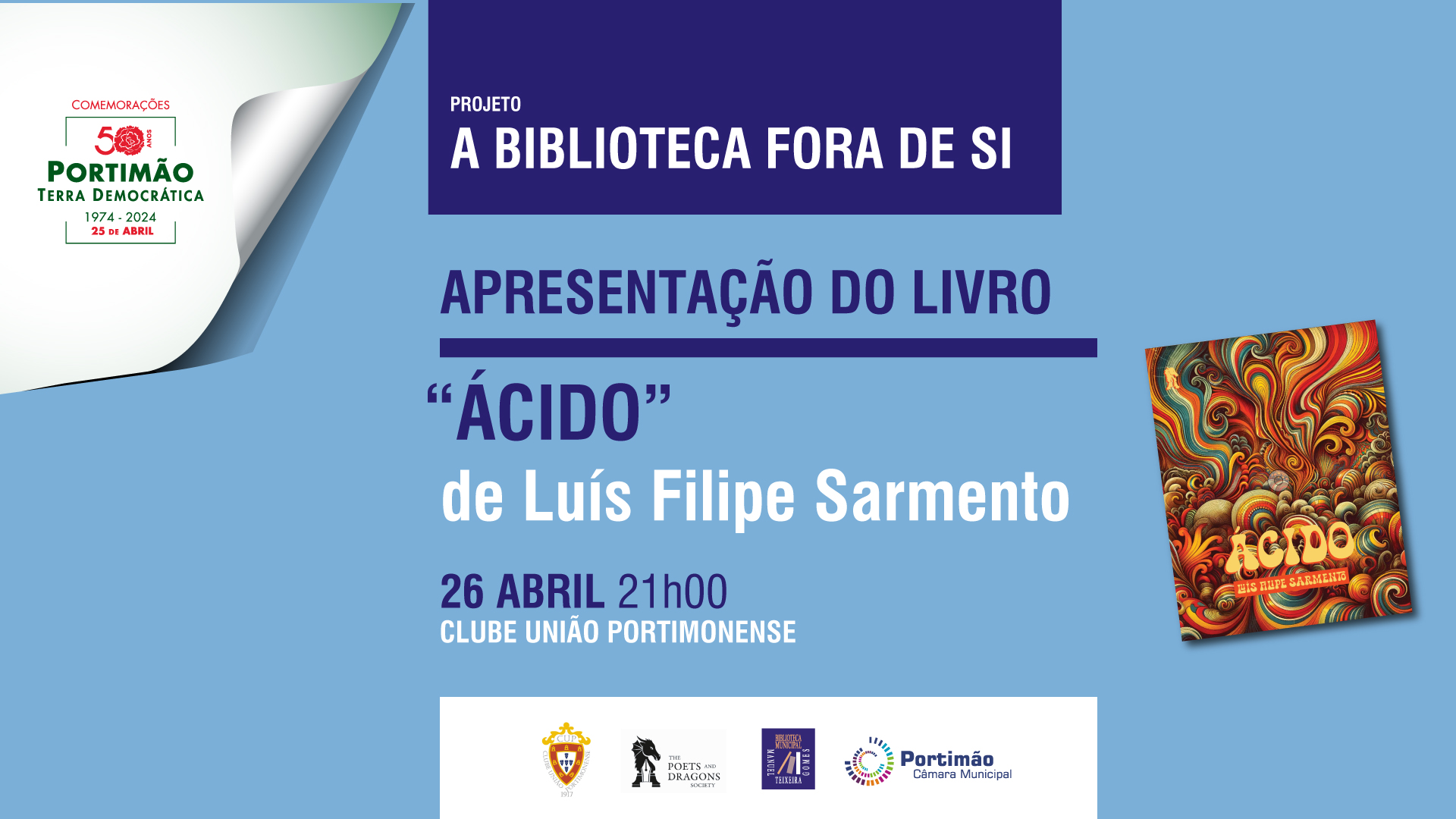 Capa do Evento Apresentação do livro “Ácido”, de Luís Filipe Sarmento
