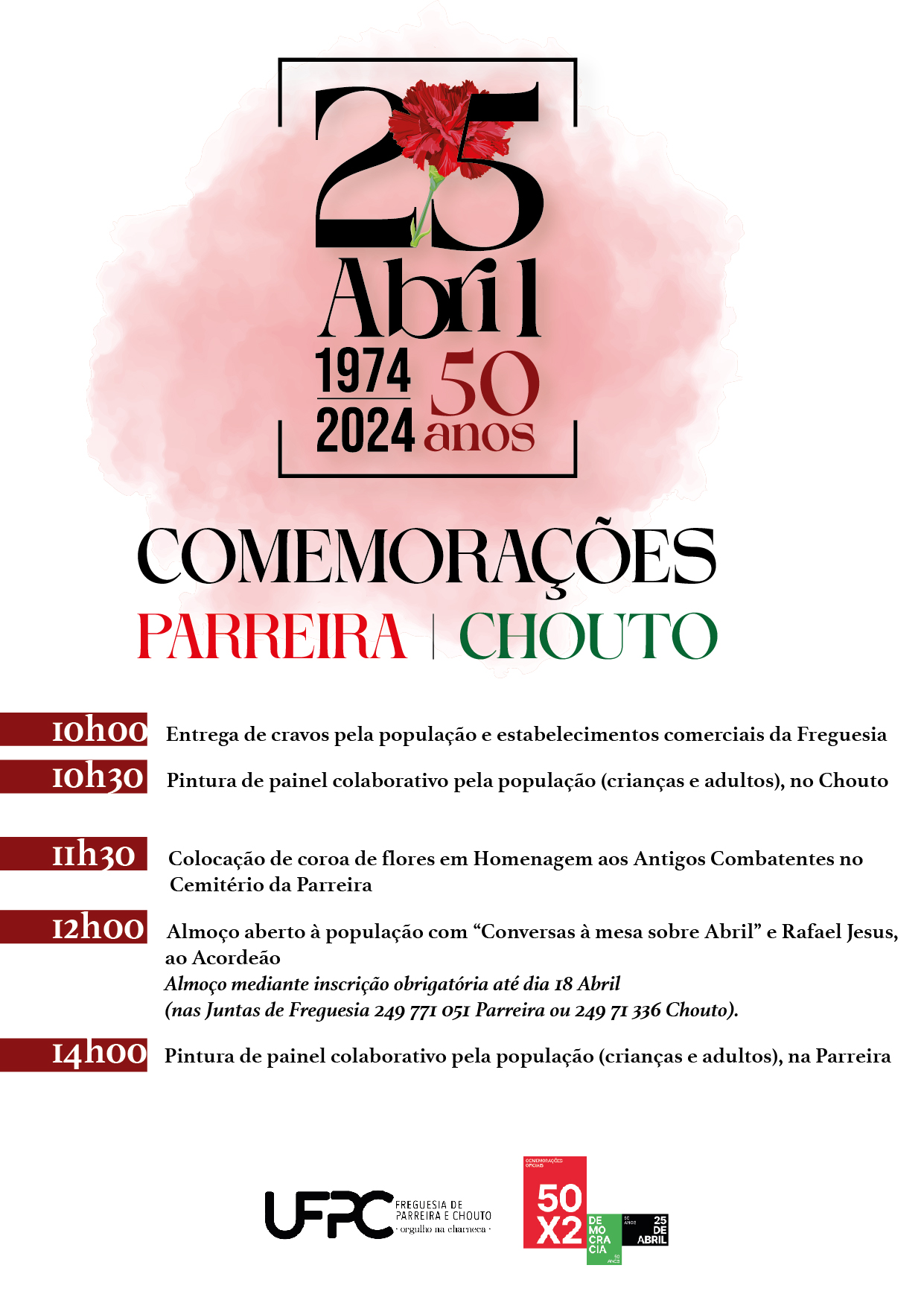 Capa Oficial do Evento Comemorações dos 50 anos do 25 de Abril - UFPC
