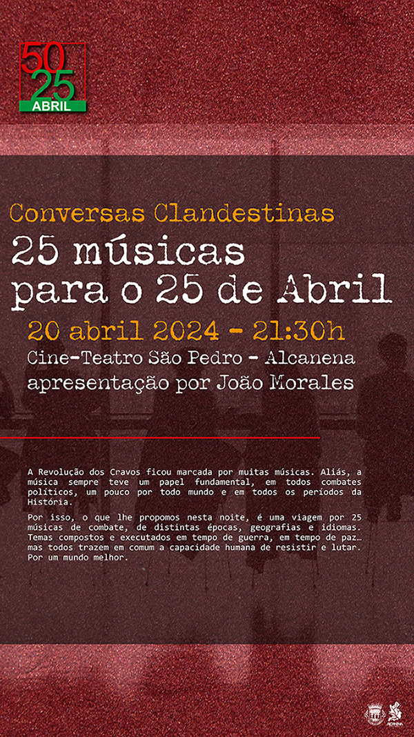 Capa Oficial do Evento Conversas Clandestinas | 25 Músicas para o 25 de Abril