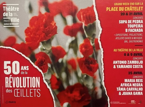 Capa Oficial do Evento Paris: Dia de Festa e de Música Portuguesa para celebrar os 50 anos da Revolução dos Cravos