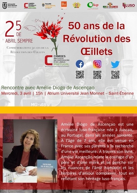 Capa do Evento Saint-Étienne e Lyon: Encontros com a escritora Amélie Diogo de Ascenção