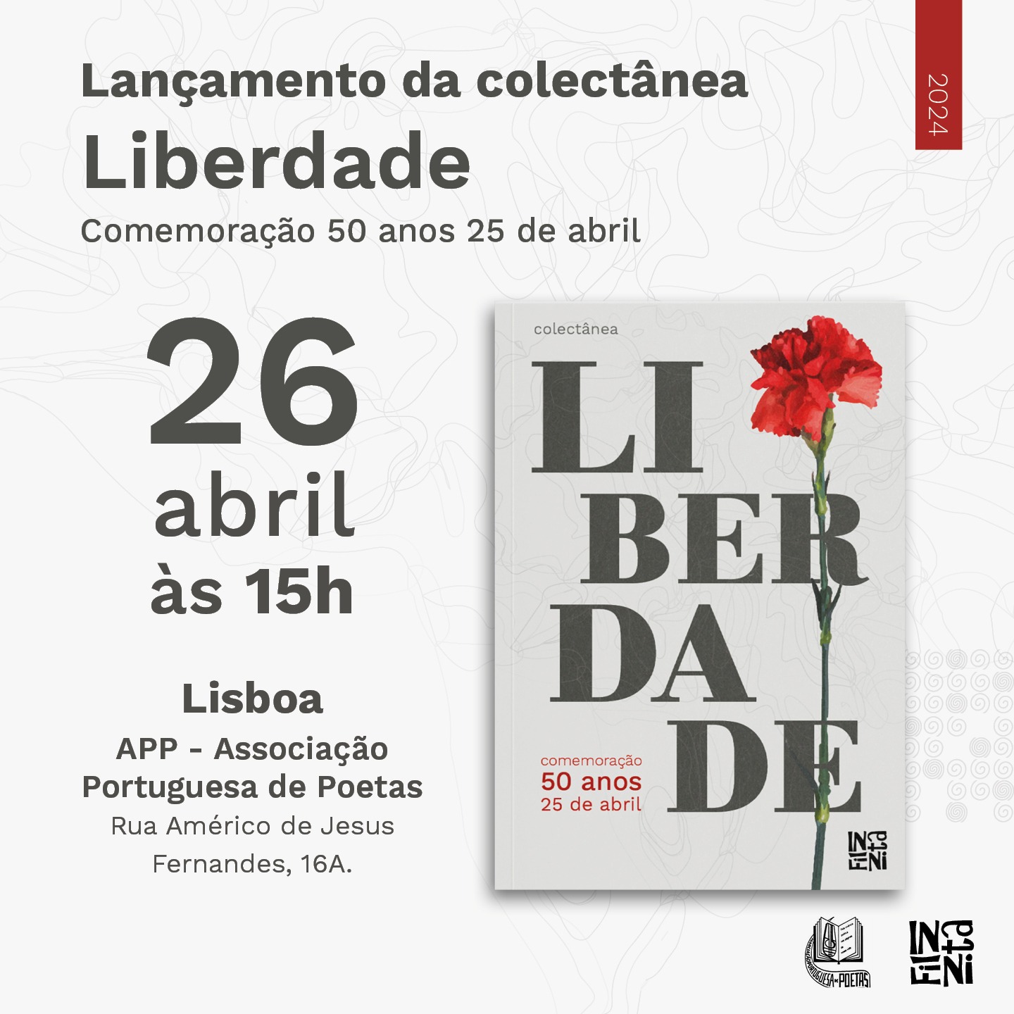 Capa Oficial do Evento Lançamento Colectânea Liberdade! comemorativa 50 anos 25 de abril