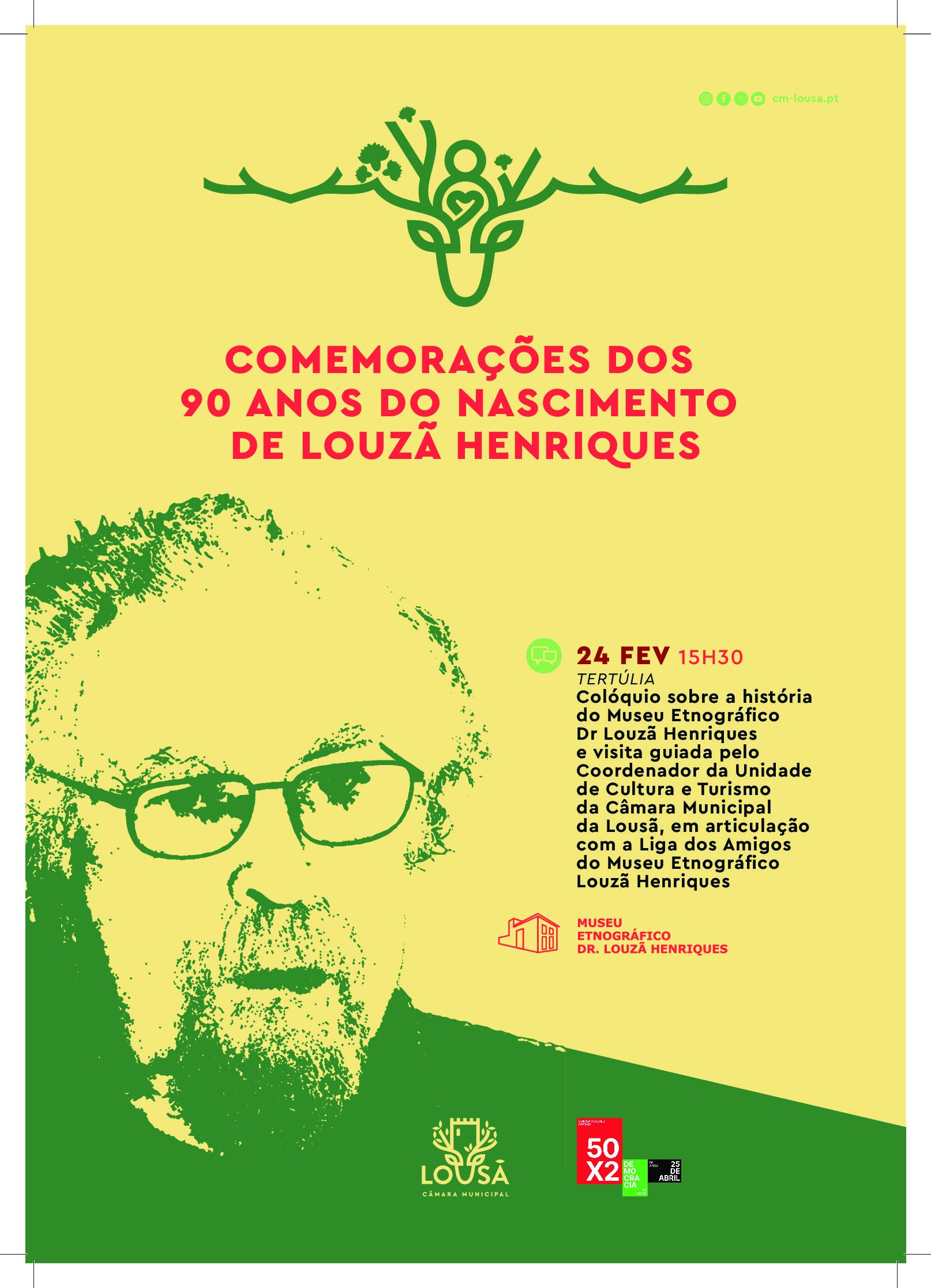 Capa Oficial do Evento COMEMORAÇÕES DOS  90 ANOS DO NASCIMENTO  DE LOUZÃ HENRIQUES