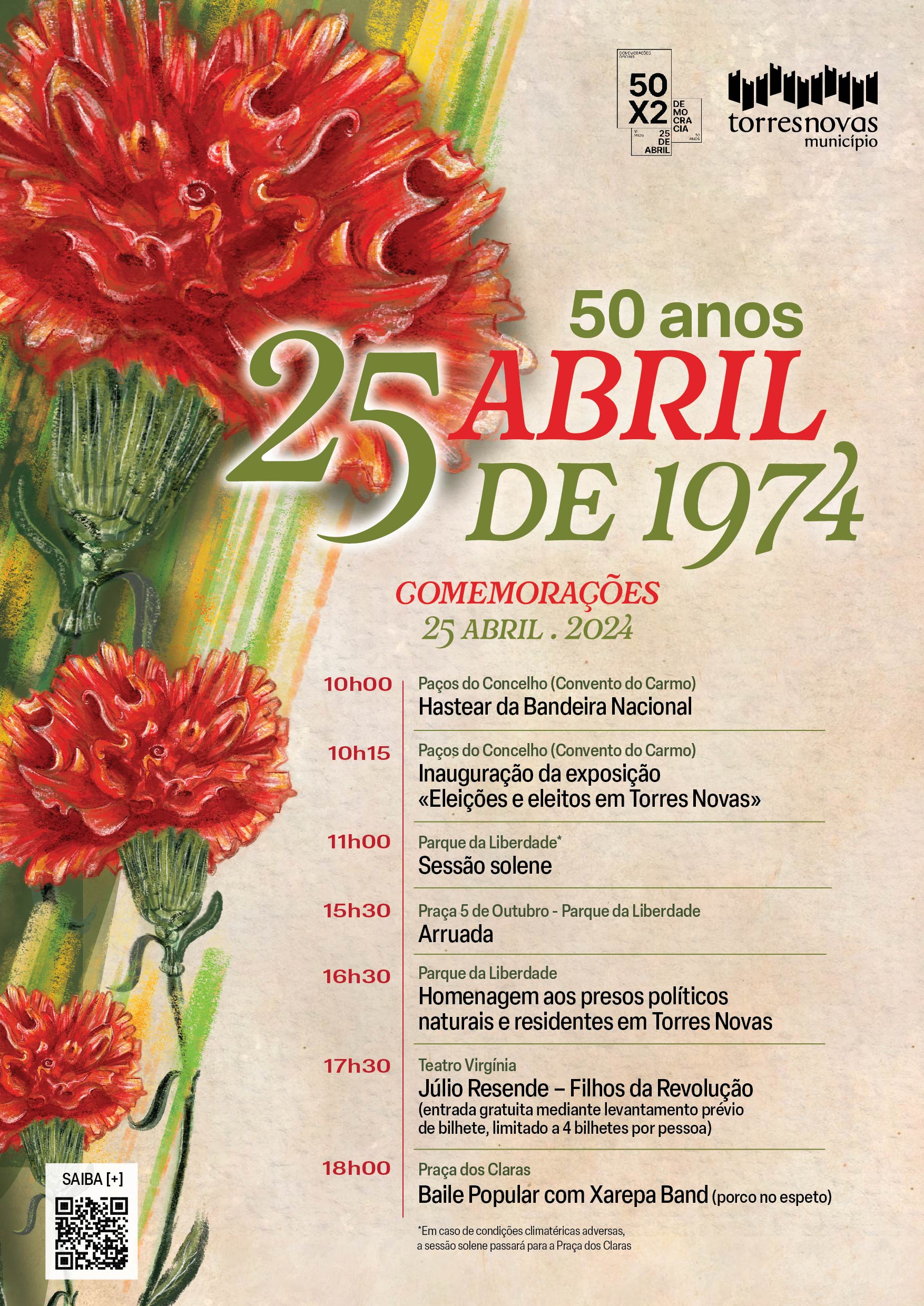 Capa Oficial do Evento Comemorações do 50.º aniversário do 25 de abril