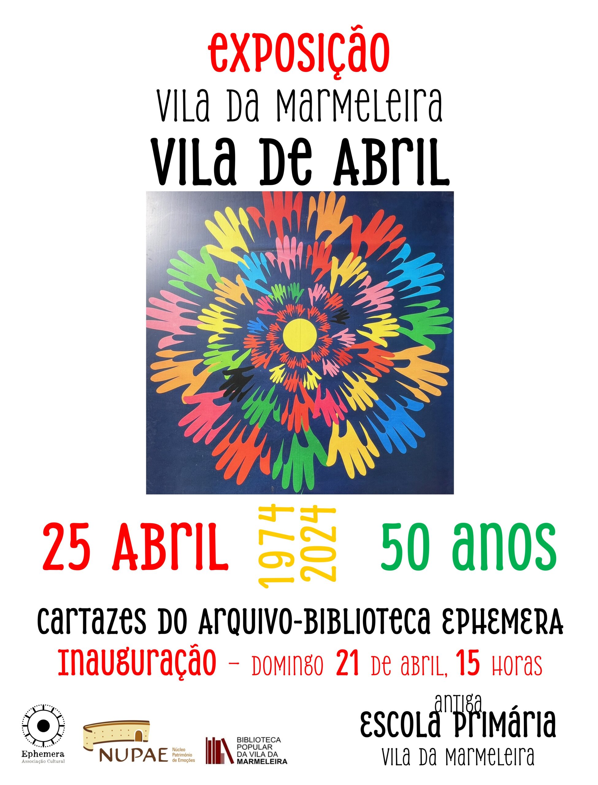 Capa do Evento Vila da Marmeleira, Vila de Abril - cartazes XXL e cartazes artesanais do arquivo da Ephemera
