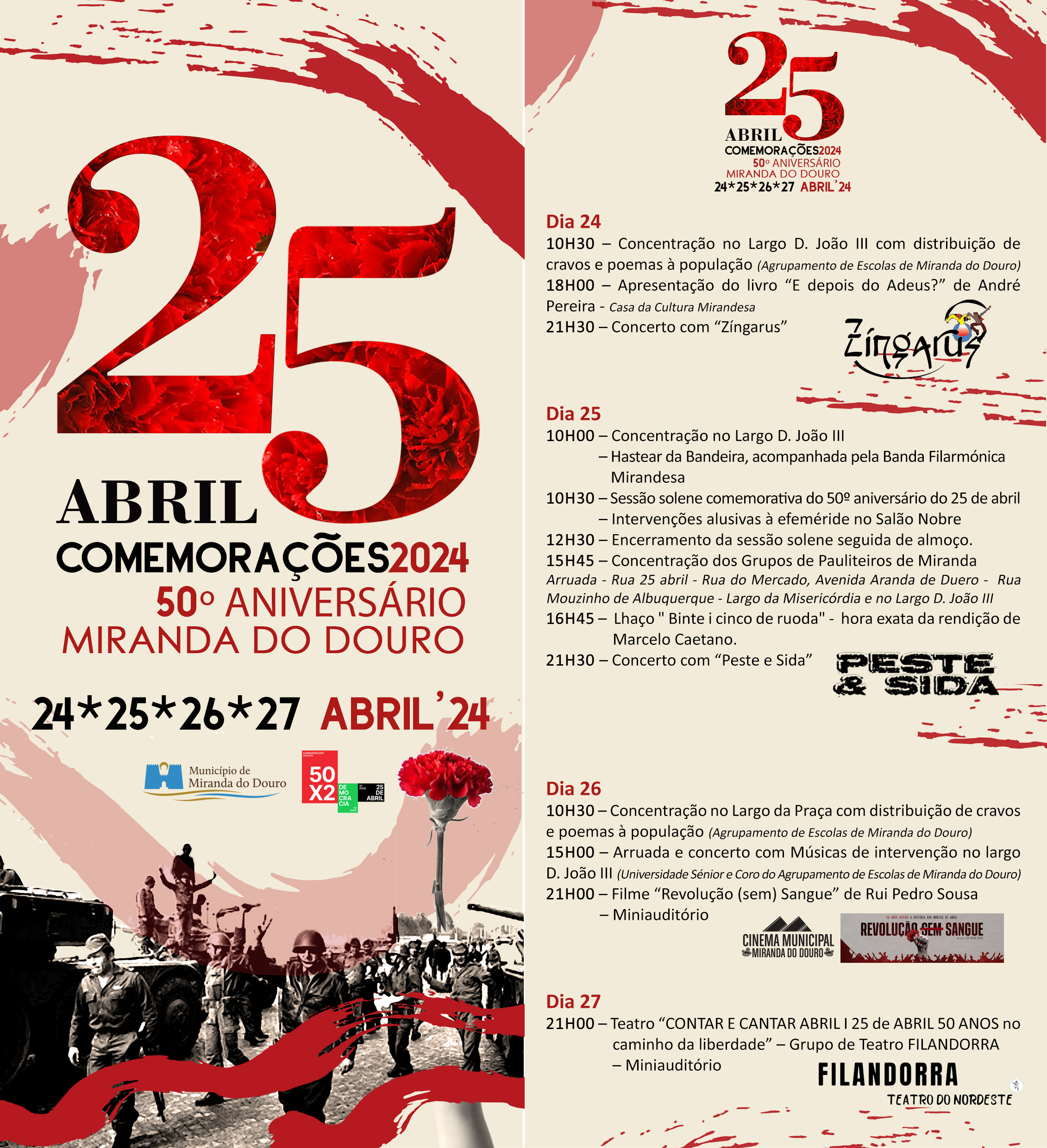 Capa Oficial do Evento Comemorações do 50º Aniversário do 25 de abril