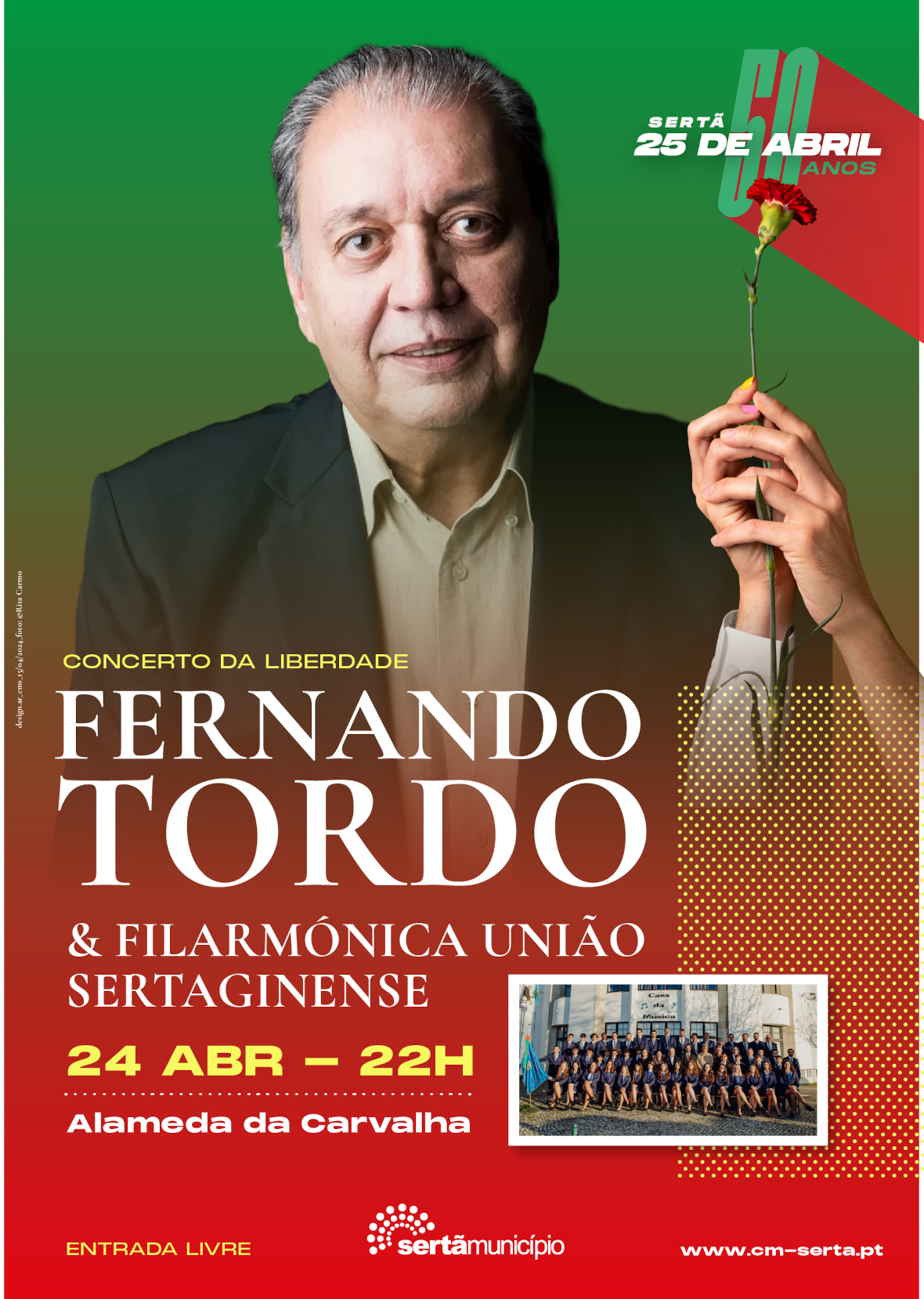 Capa Oficial do Evento Concerto da Liberdade com Fernando Tordo e Filarmónica União Sertaginense