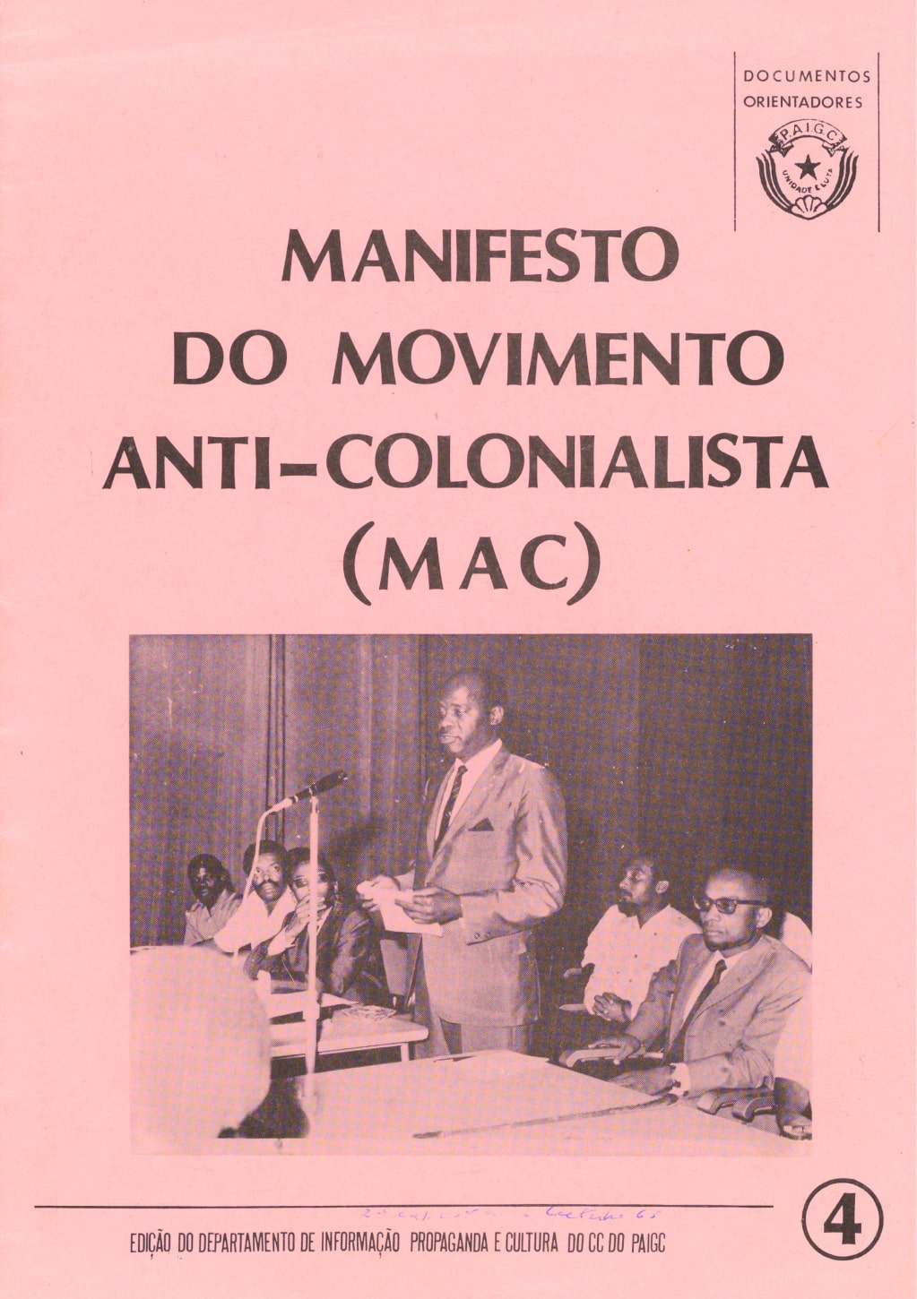 Manifesto do Movimento Anti-Colonialista (MAC), 1965. Fonte: FMSMB, AMPA