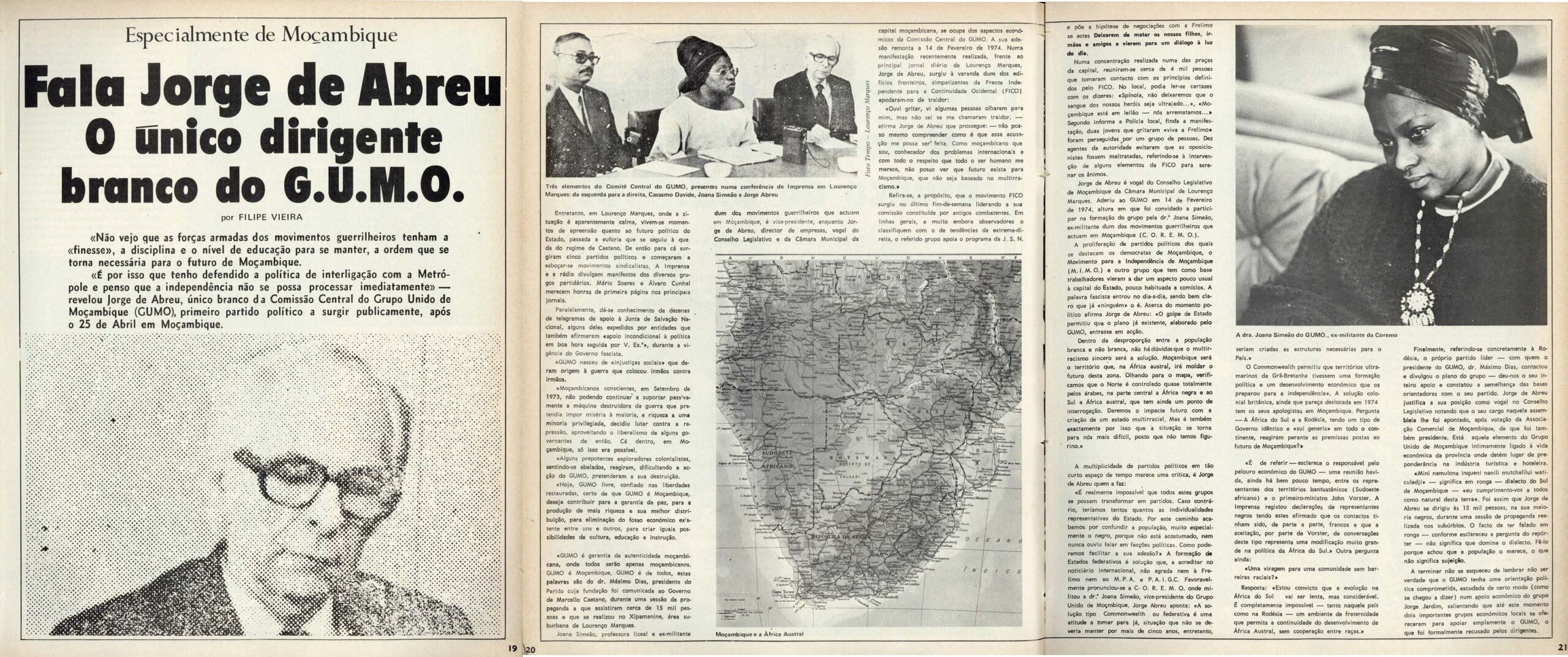 «Fala Jorge de Abreu, o único dirigente branco do GUMO», O Século Ilustrado, 18 de maio de 1974.