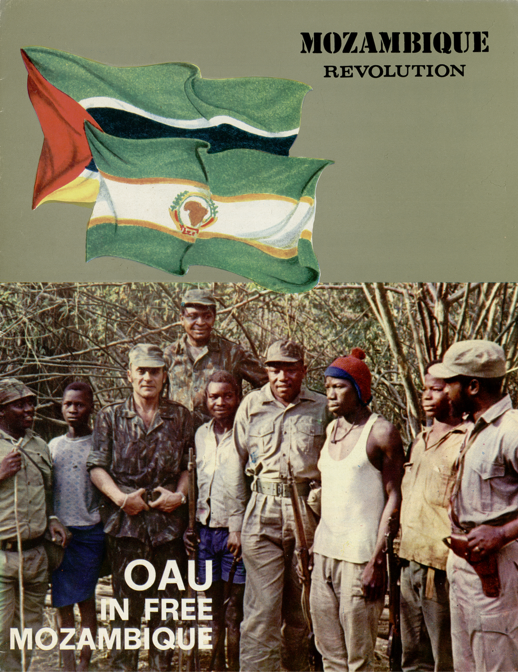 Mozambique Revolution, Órgão Oficial da FRELIMO, n.º 53, Outubro-Dezembro de 1972. A capa destaca a visita do Comité de Libertação da OUA a Moçambique. Fonte: AHS-ICS