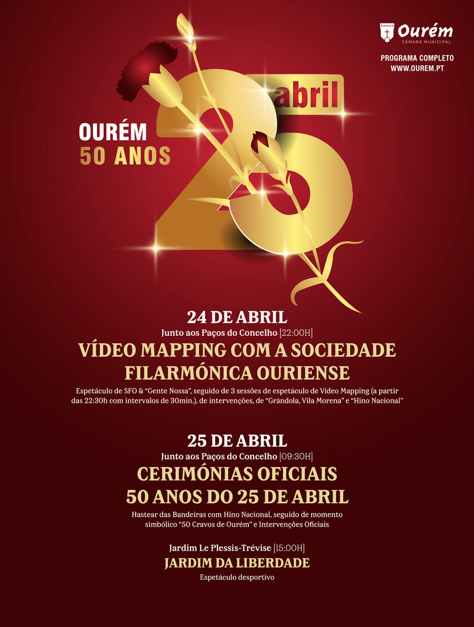 Capa Oficial do Evento CERIMÓNIAS OFICIAIS DOS 50 ANOS DO 25 DE ABRIL