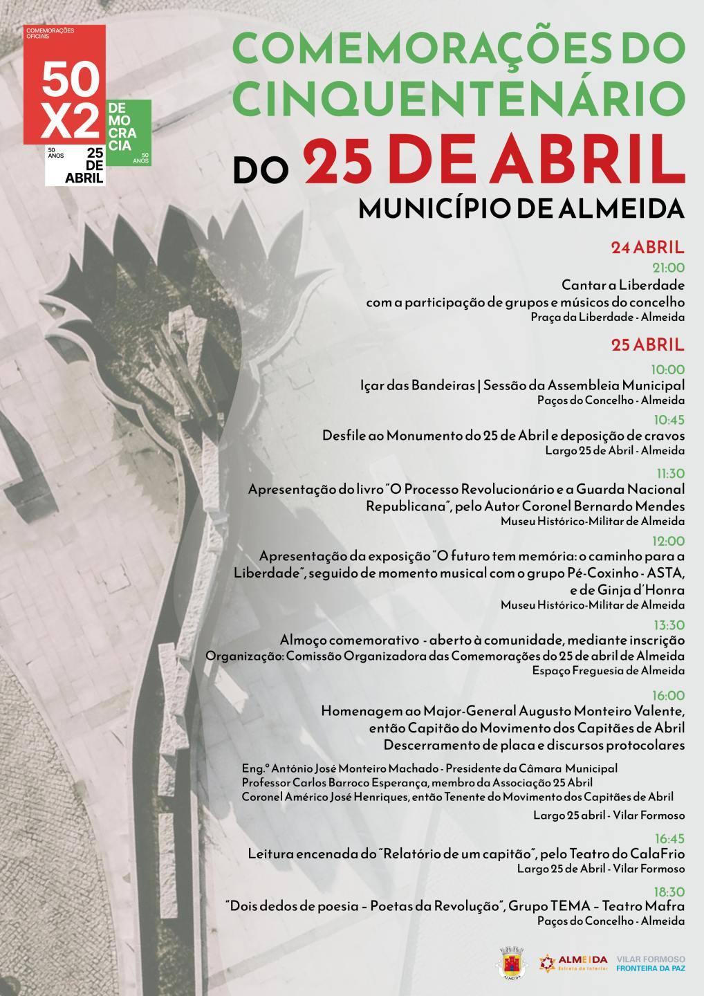 Capa do Evento Homenagem ao Major-General Augusto Monteiro Valente | Comemorações do Cinquentenário do 25 de Abril | Município de Almeida