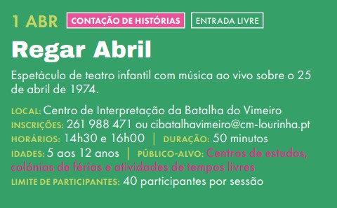 Capa do Evento Regar Abril | Comemorações do Cinquentenário do 25 de Abril | Município da Lourinhã