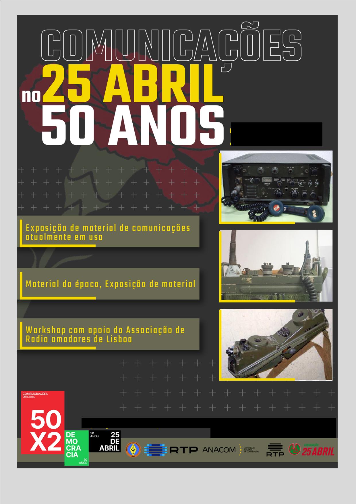 Capa do Evento EXPOSIÇÃO COMUNICAÇÕES NO 25 DE ABRIL   50 ANOS 