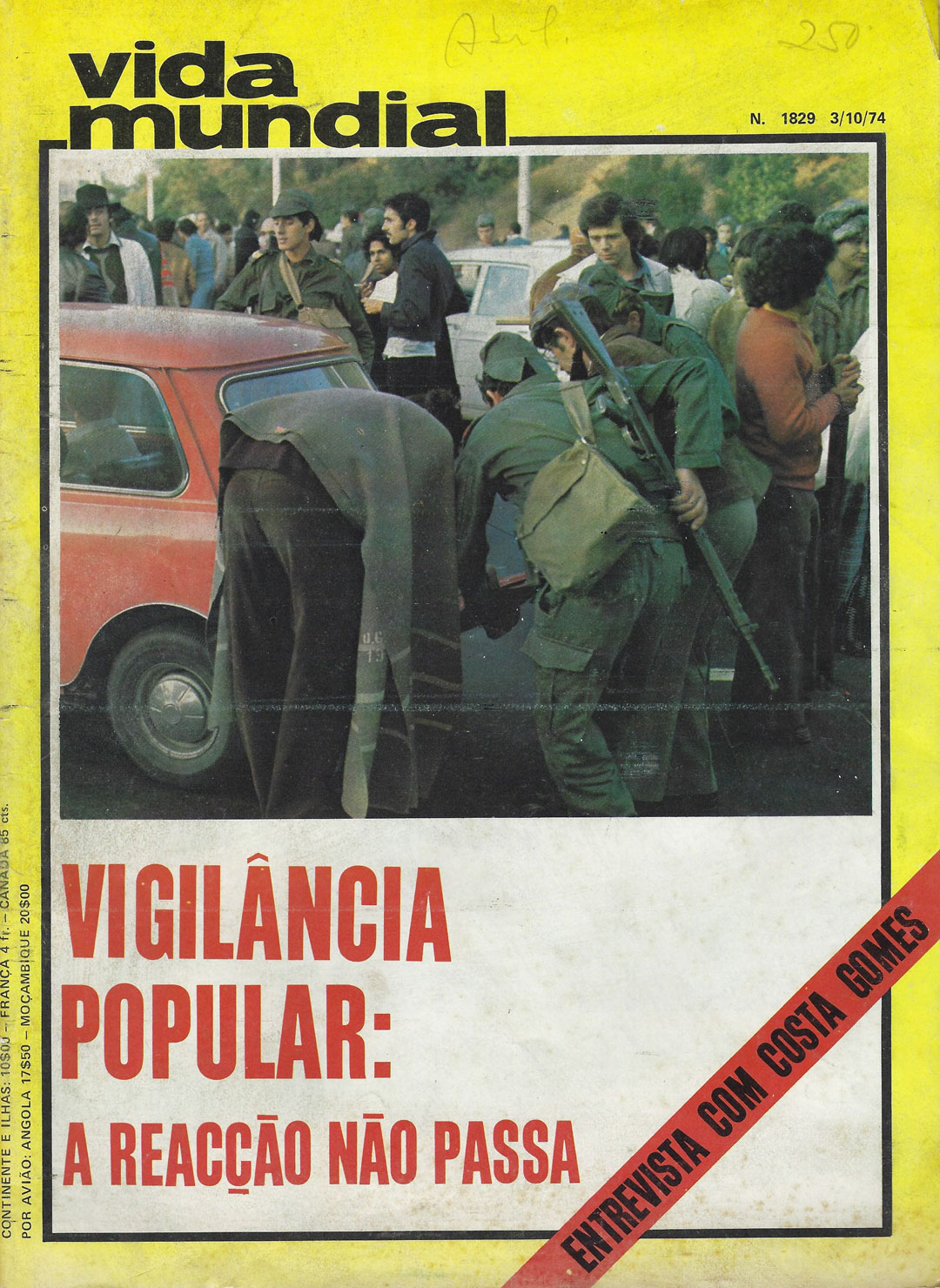 Número da revista Vida Mundial dedicado aos acontecimentos do 28 de Setembro. Fonte: Vida Mundial, 3 de outubro de 1974