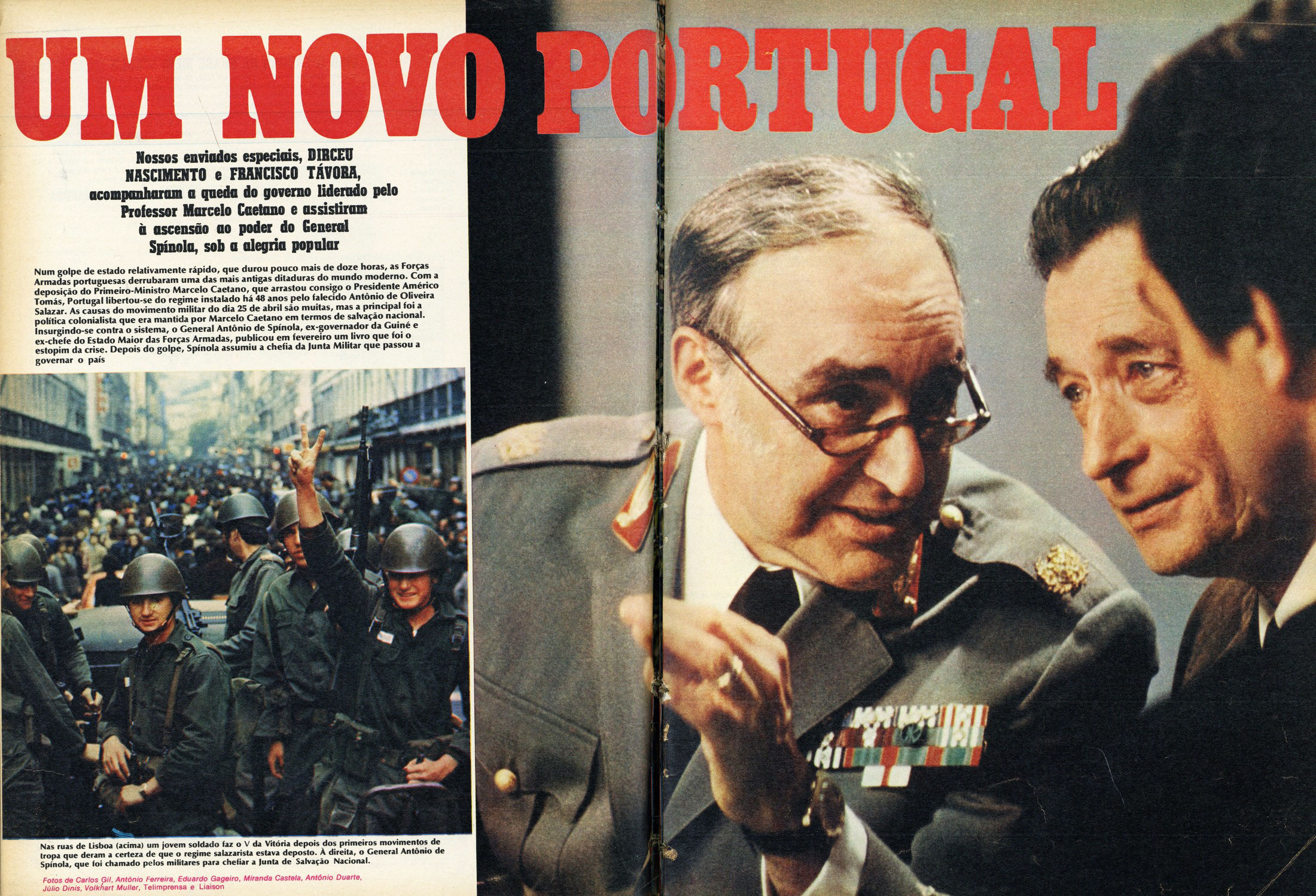 Reportagem da revista brasileira Manchete sobre o 25 de Abril e a mudança de regime em Portugal. Fonte: Manchete, 11 de maio de 1974