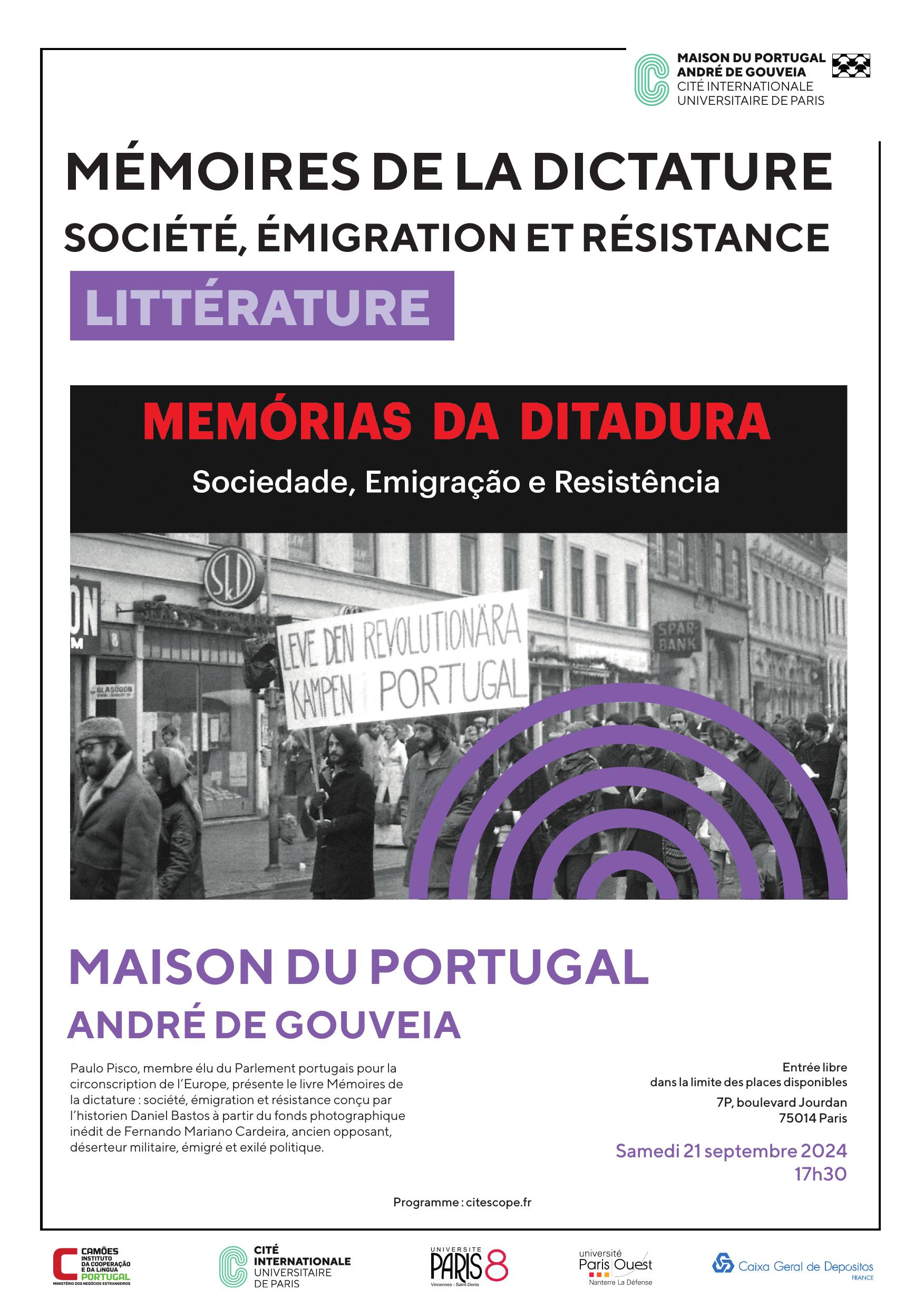 Capa Oficial do Evento Apresentação em Paris do livro Memórias da Ditadura – Sociedade, Emigração e Resistência.