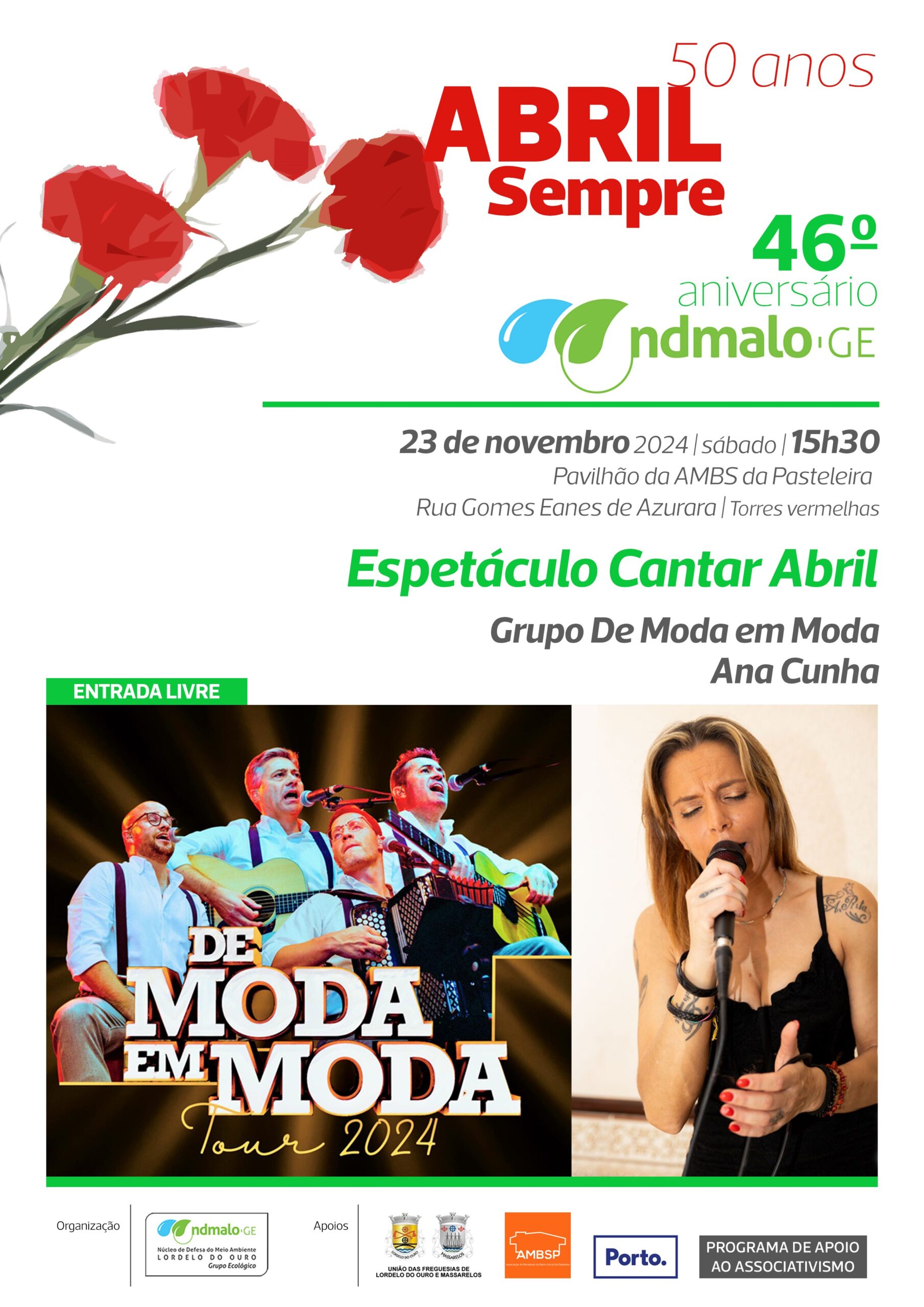 Capa do Evento ESPETÁCULO  CANTAR ABRIL   Programa 50 ANOS-ABRIL SEMPRE