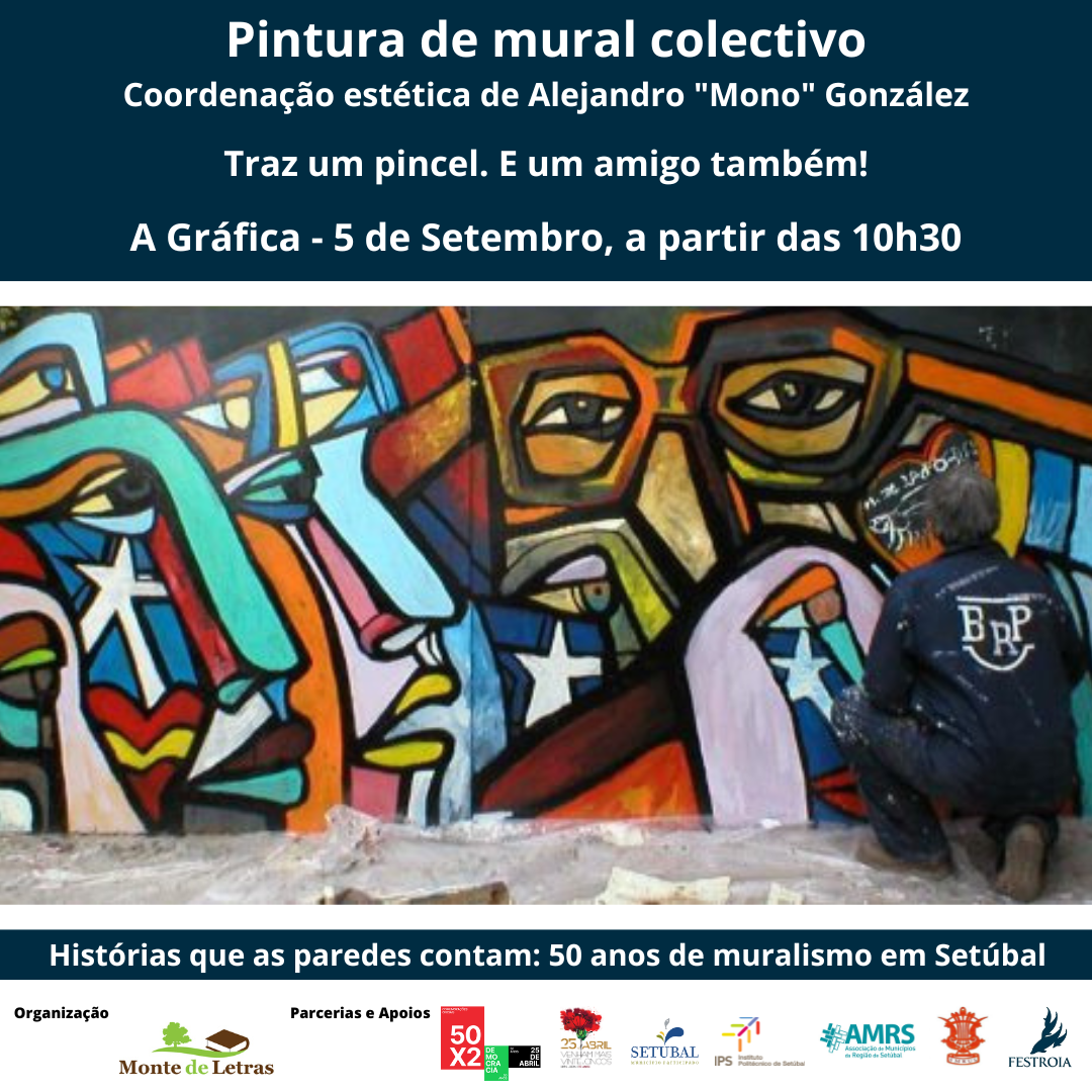 Capa do Evento Pintura de mural coletivo, sob coordenação estética de Mono González