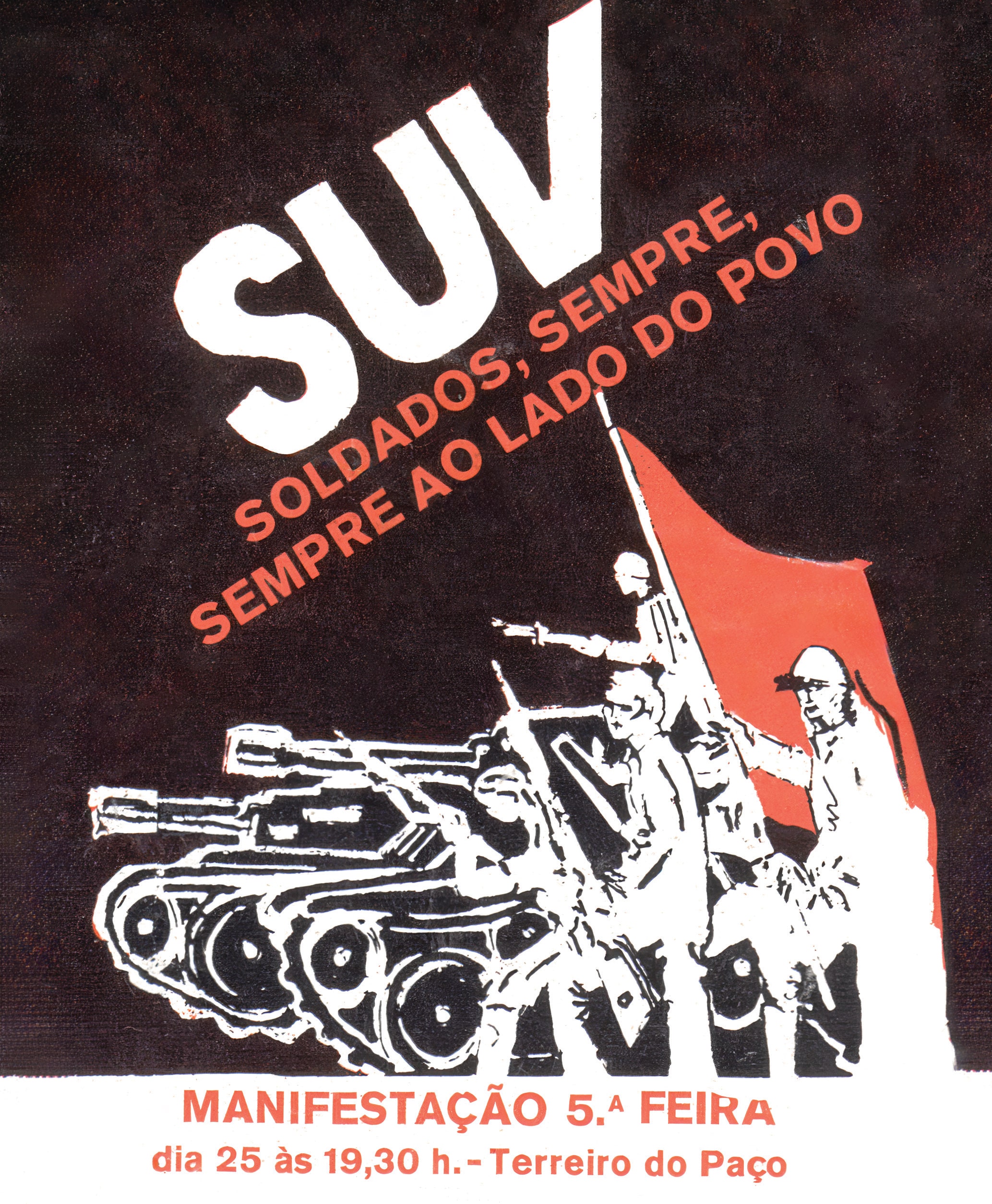 Autocolante apelando à participação na manifestação dos SUV. 1975. AHS-ICS-UL, Coleção António Costa Pinto.