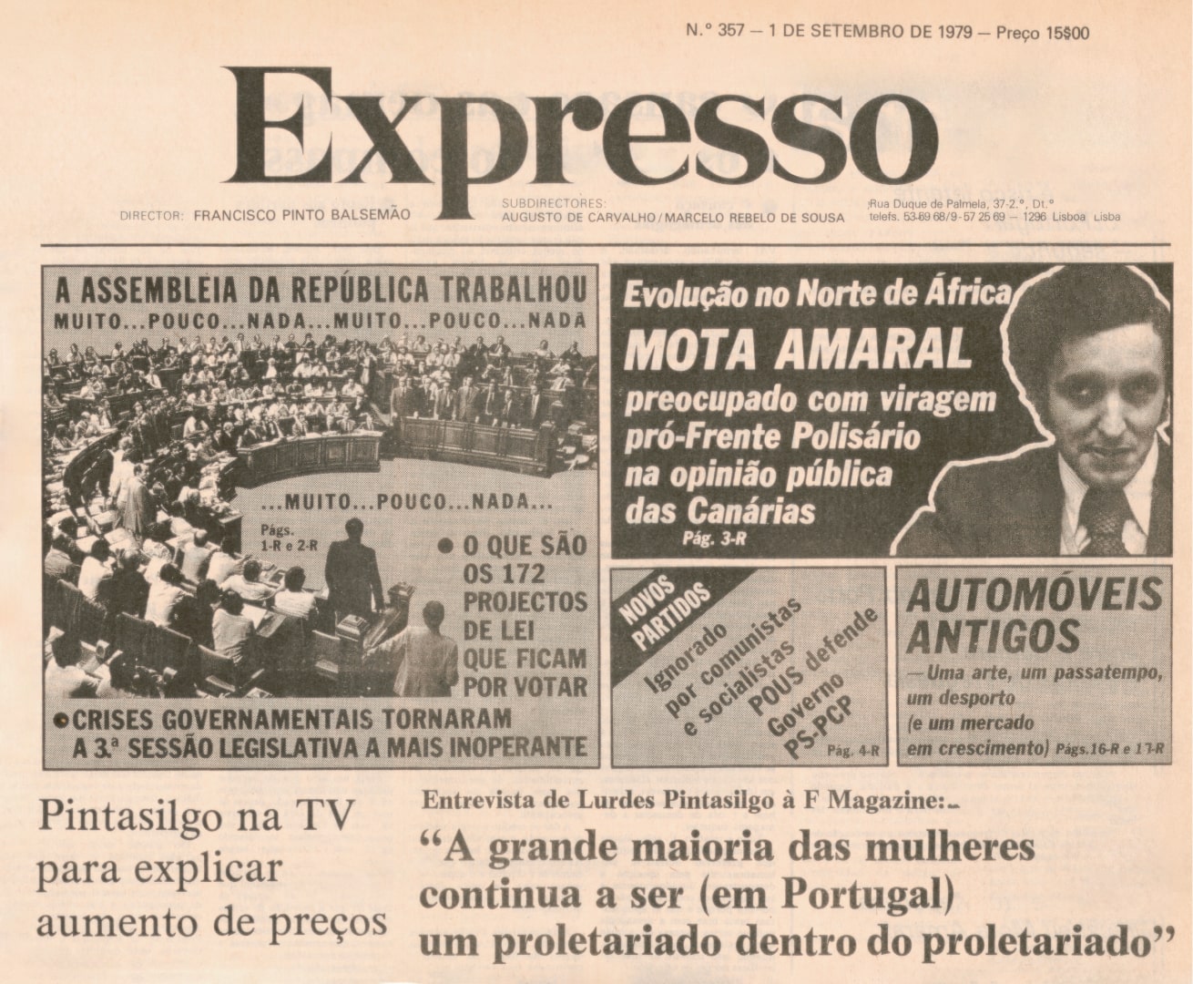 Situação política. Expresso, 1 de setembro de 1979. HML.