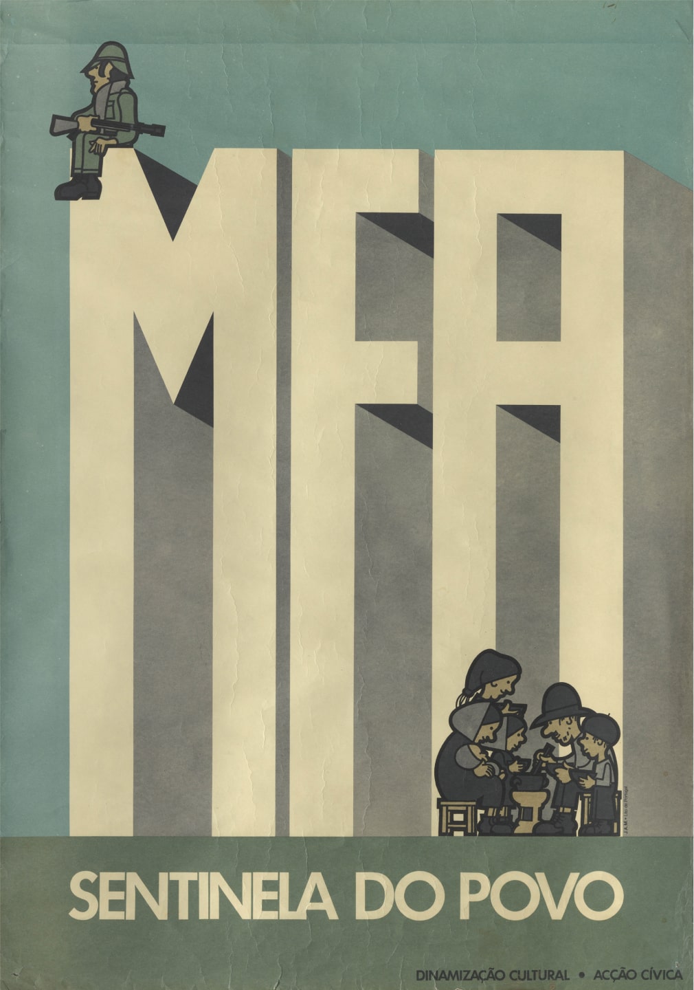 Cartaz «MFA, Sentinela do Povo». Desenho de João Abel Manta. 1975. Fonte: FMSMB, Fundo Documentos Ana Coucello. 