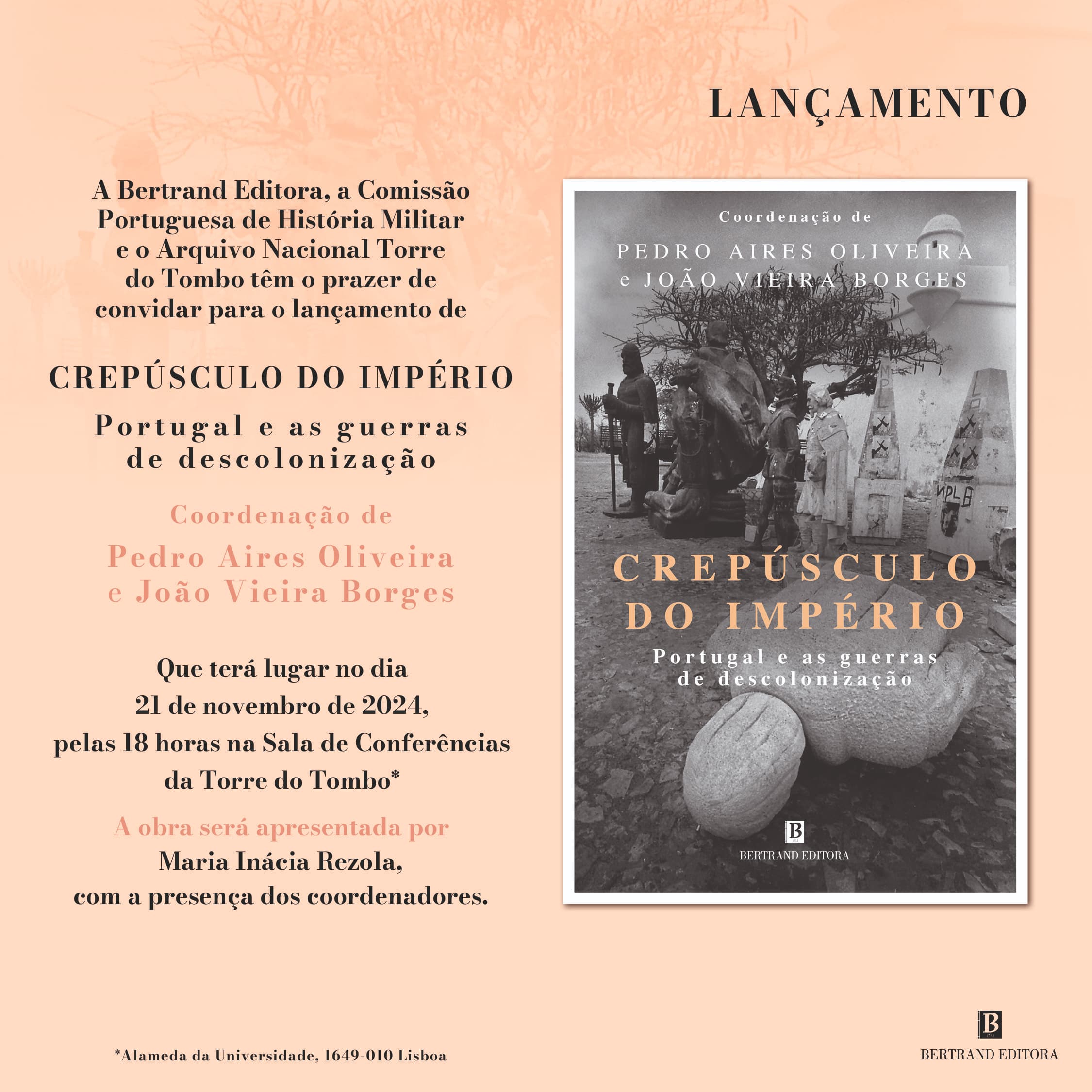 Capa Oficial do Evento Lançamento do livro Crepúsculo do Império – Portugal e as Guerras de Descolonização