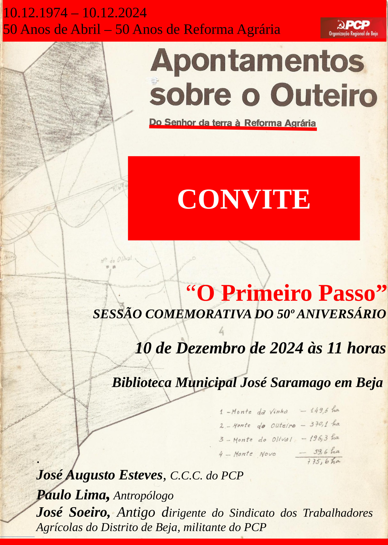 Capa do Evento 50 Anos de Abril - 50 Anos da Reforma Agrária - O Primeiro Passo: Do Senhor da terra à Reforma Agrária