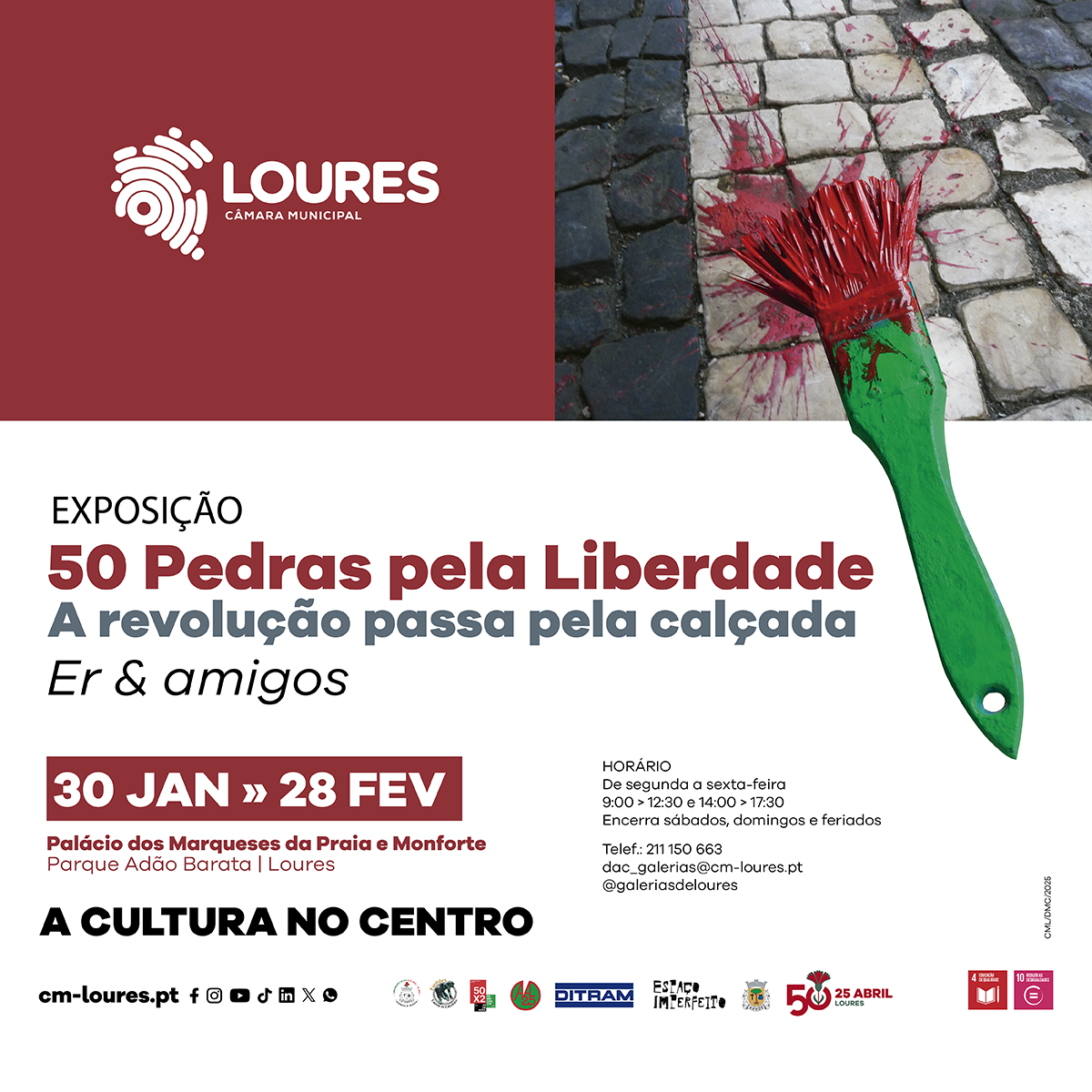 Capa Oficial do Evento Exposição 50 Pedras pela Liberdade - A revolução passa pela calçada, de Ernesto Matos & amigos