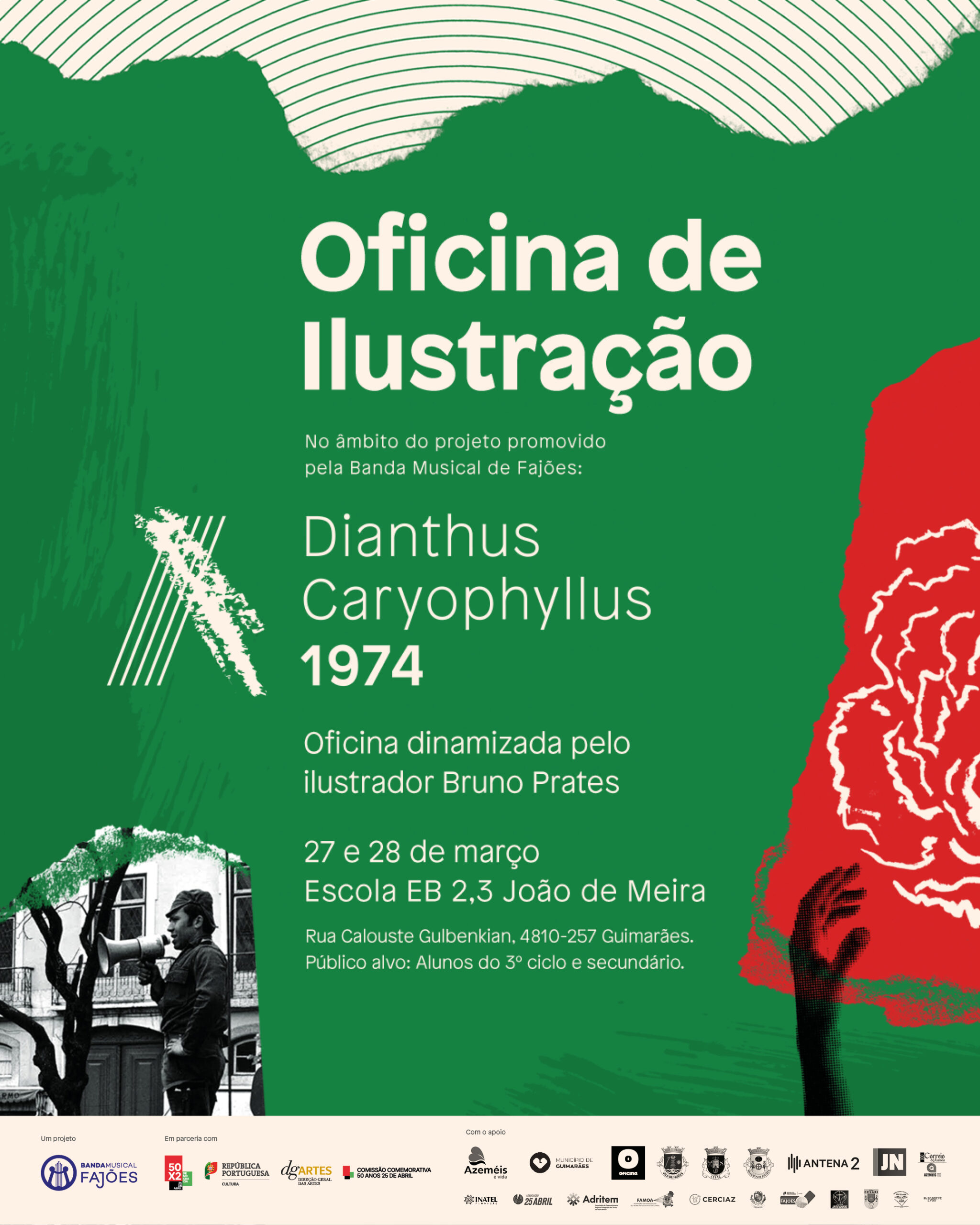 Capa Oficial do Evento DIANTHUS CARYOPHYLLUS 1974 - Oficinas de Ilustração