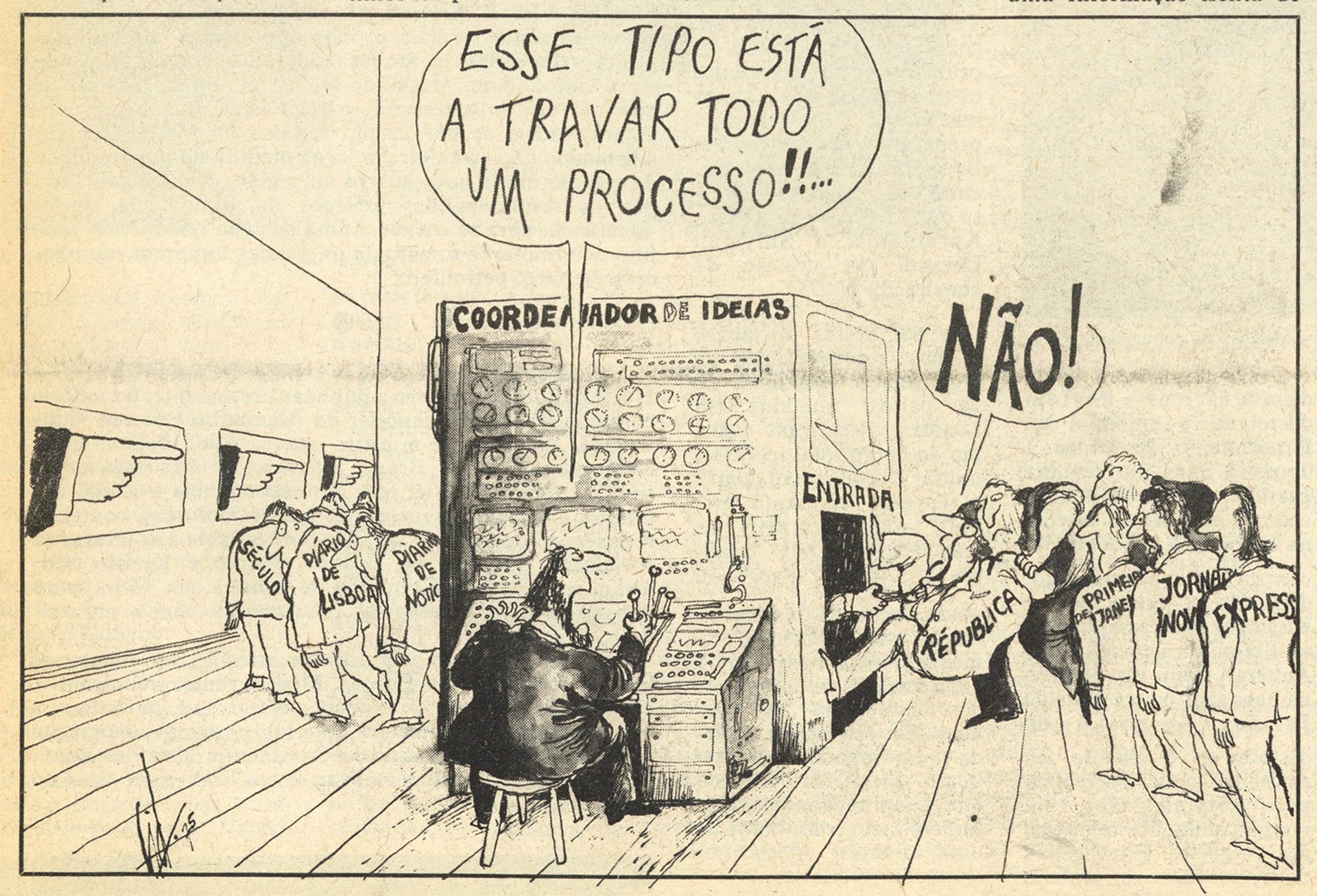 Caricatura de Augusto Cid, Povo Livre, 28 de Maio de 1975.