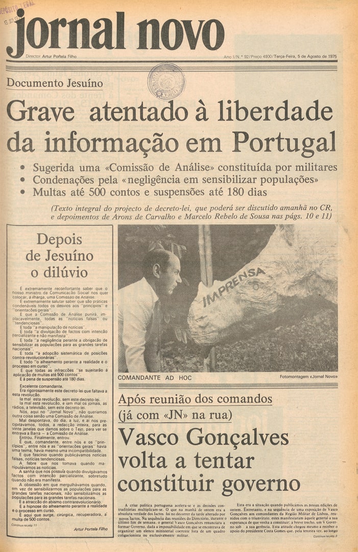 Jornal Novo, 5 de agosto de 1975.