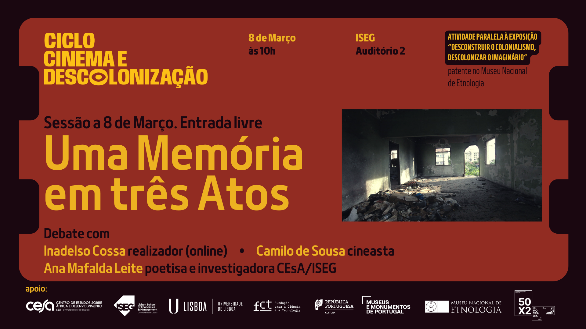 Capa do Evento Ciclo de Cinema e Descolonização - Projeção do documentário 