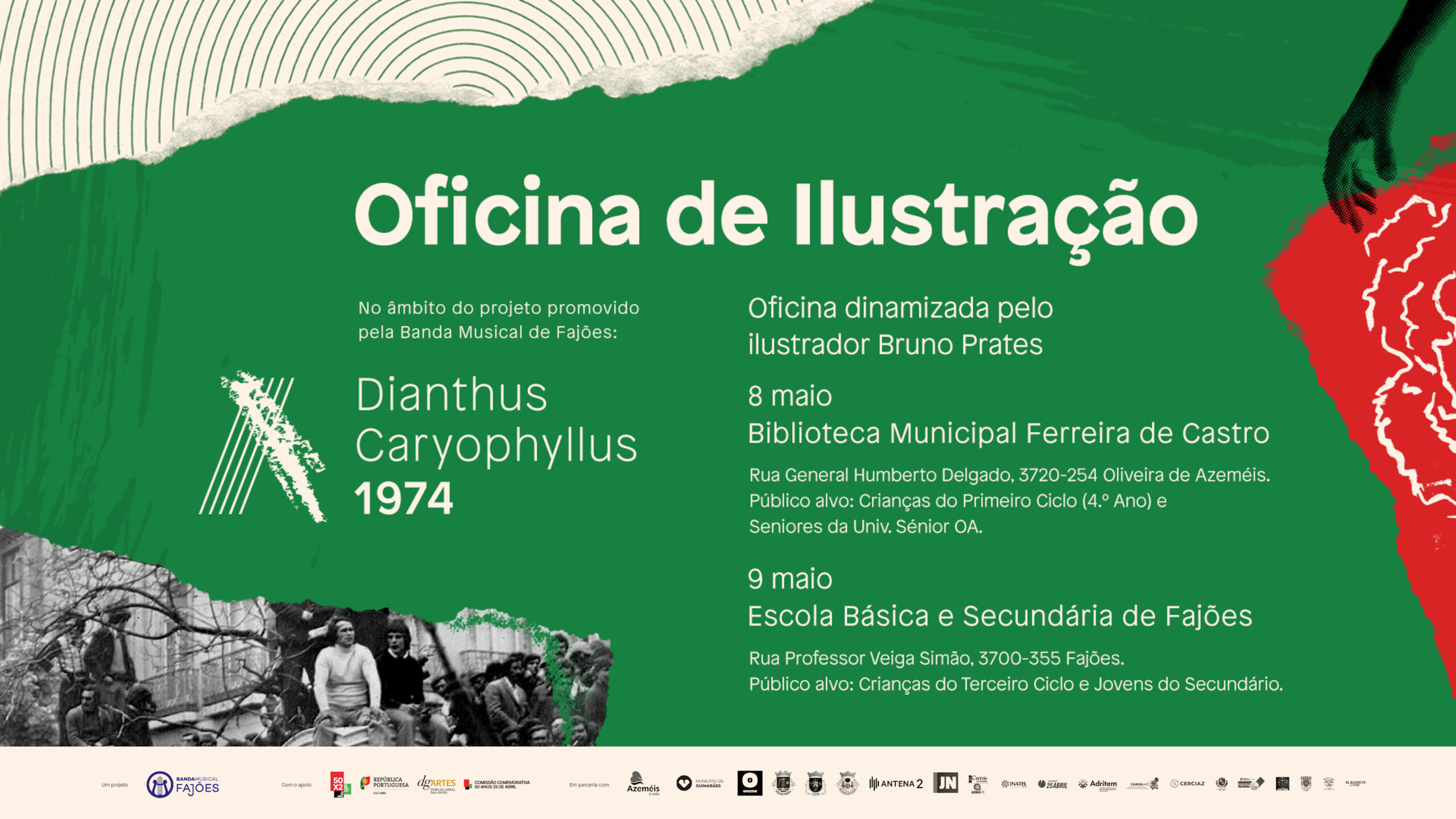 Capa do Evento DIANTHUS CARYOPHYLLUS 1974 - Oficinas de Ilustração O. Azeméis 8mai