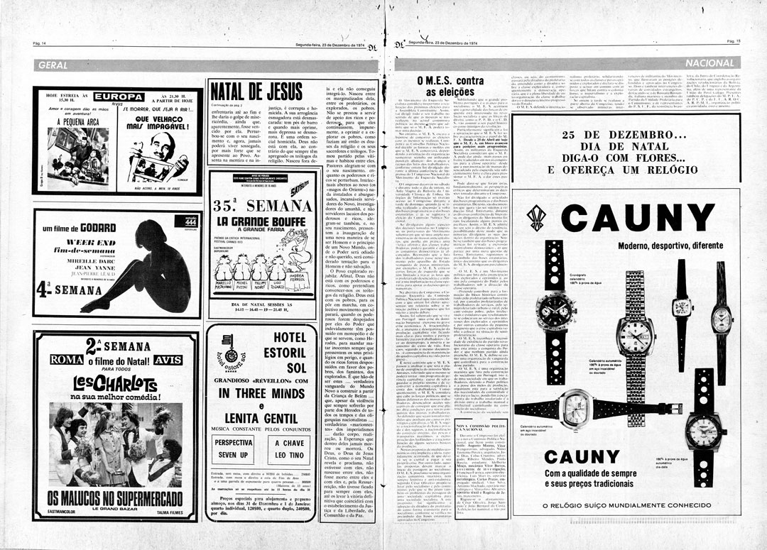 “O M.E.S. contra as eleições”. Diário de Lisboa, 23 de dezembro de 1974. Fonte: Fundação Mário Soares e Maria Barroso, pasta 06821.171.27027.