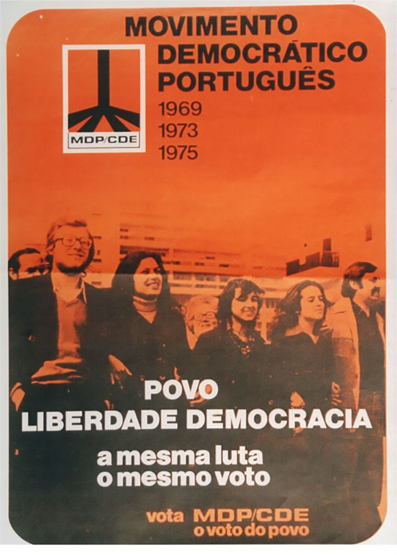“Povo, Liberdade, Democracia; a mesma luta o mesmo voto, vota MDP/CDE, o voto do povo”. Cartaz do Movimento Democrático Português/Comissão Democrática Nacional, 1975. Fonte: Comissão Nacional de Eleições.