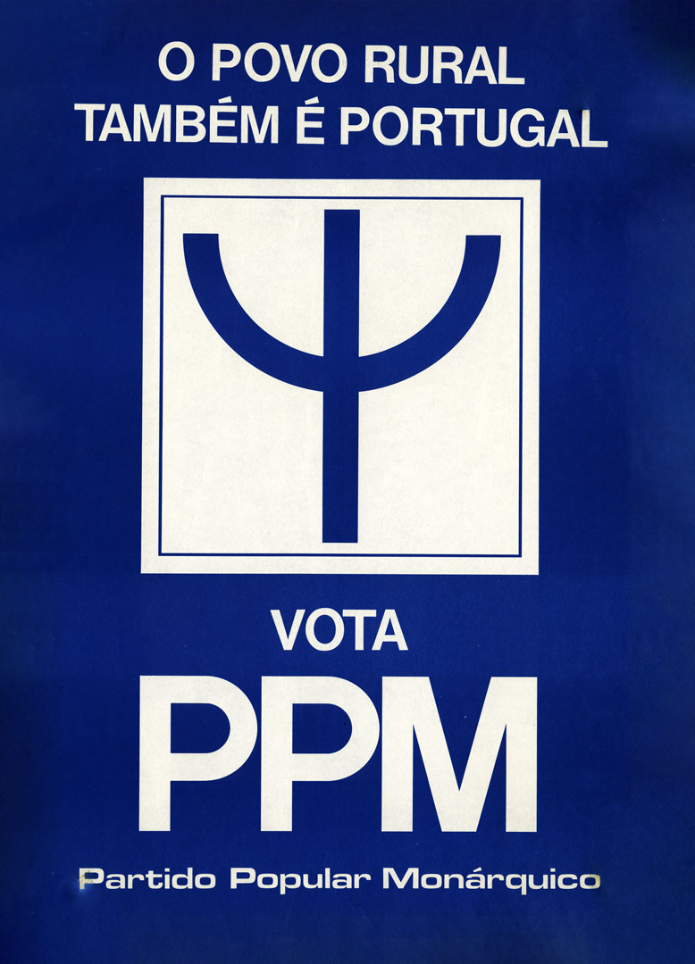 “O povo rural também é Portugal - vota PPM.” Cartaz do Partido Popular Monárquico, 1975. Fonte: Comissão Nacional de Eleições.