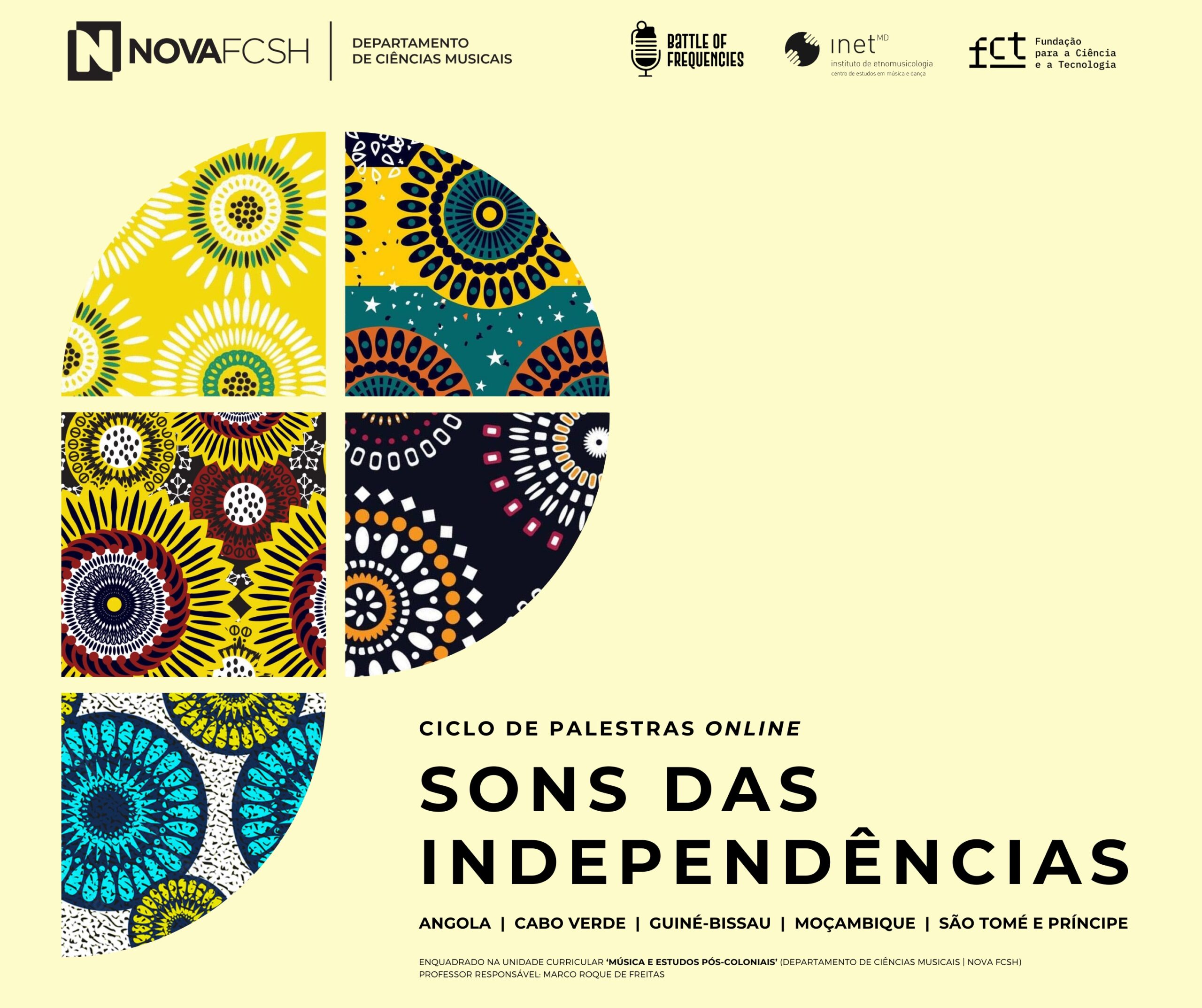 Capa do Evento CICLO DE PALESTRAS ONLINE: SONS DAS INDEPENDÊNCIAS